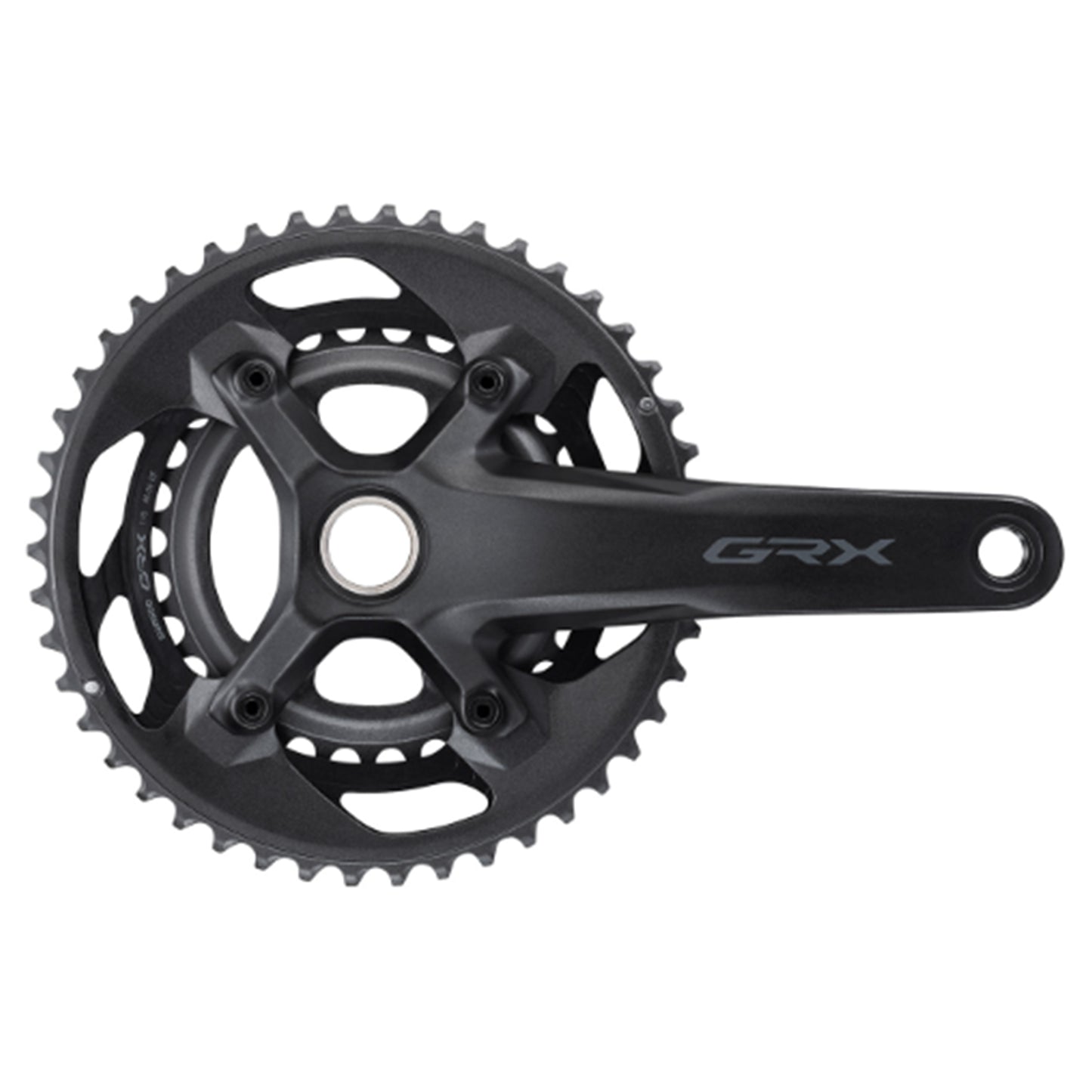 Shimano GRX FC-RX600 2x11 Speed Crankset - 68-70mm Shell - 24mm - Four Bolt - 110-80 BCD Asymmetric Shimano - 165mm - Black - 46-30T - 46.9mm Chainline - Image 1