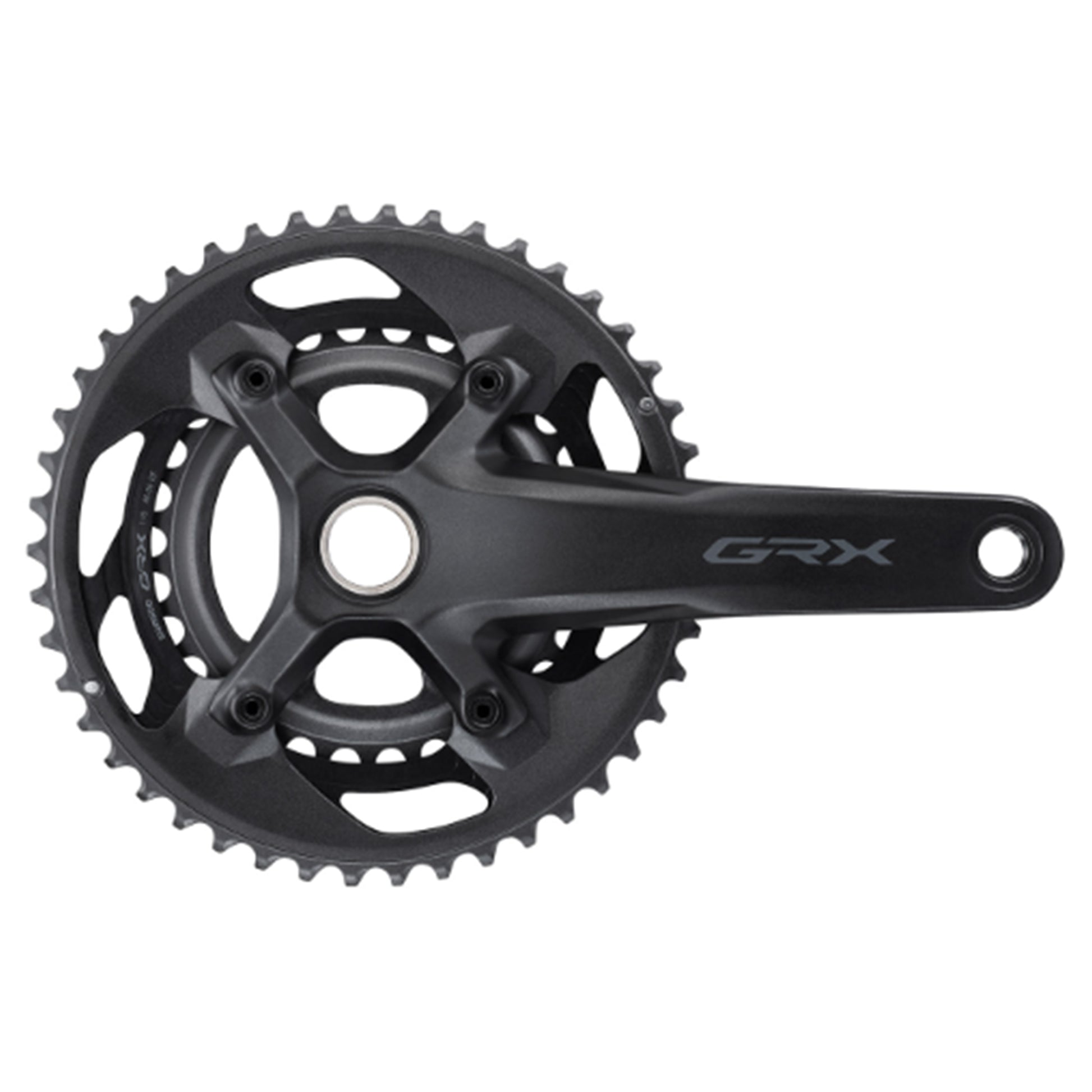 Shimano GRX FC-RX600 2x11 Speed Crankset - 68-70mm Shell - 24mm - Four Bolt - 110-80 BCD Asymmetric Shimano - 165mm - Black - 46-30T - 46.9mm Chainline - Image 1