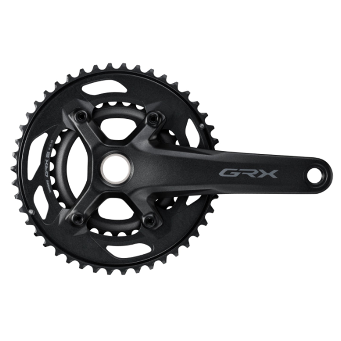 Shimano GRX FC-RX610 2x12 Speed Crankset - 68-70mm Shell - 24mm - Four Bolt - 110 BCD Asymmetric Shimano - 165mm - Black - 46-30T - 47mm Chainline - Image 1