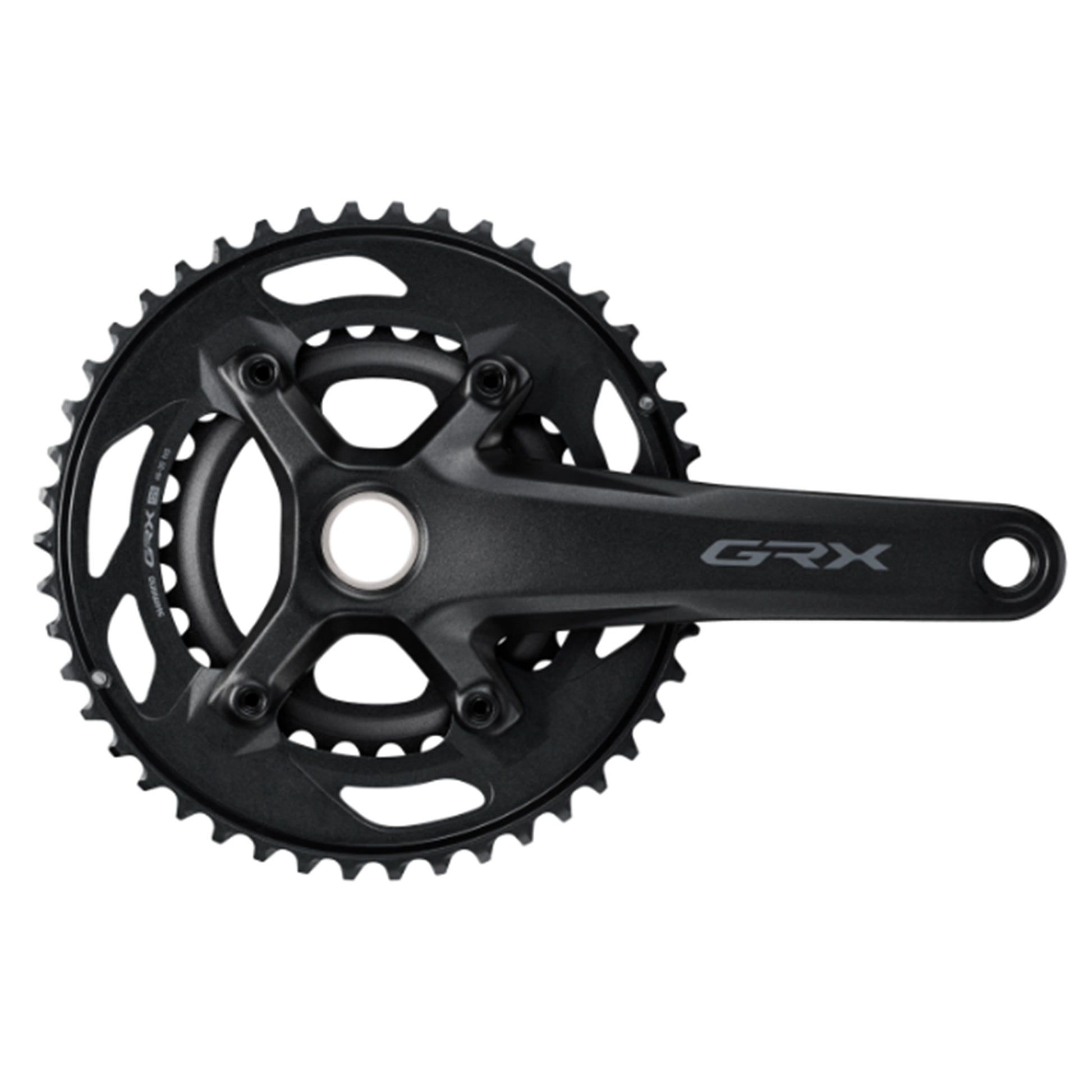 Shimano GRX FC-RX610 2x12 Speed Crankset - 68-70mm Shell - 24mm - Four Bolt - 110 BCD Asymmetric Shimano - 165mm - Black - 46-30T - 47mm Chainline - Image 1