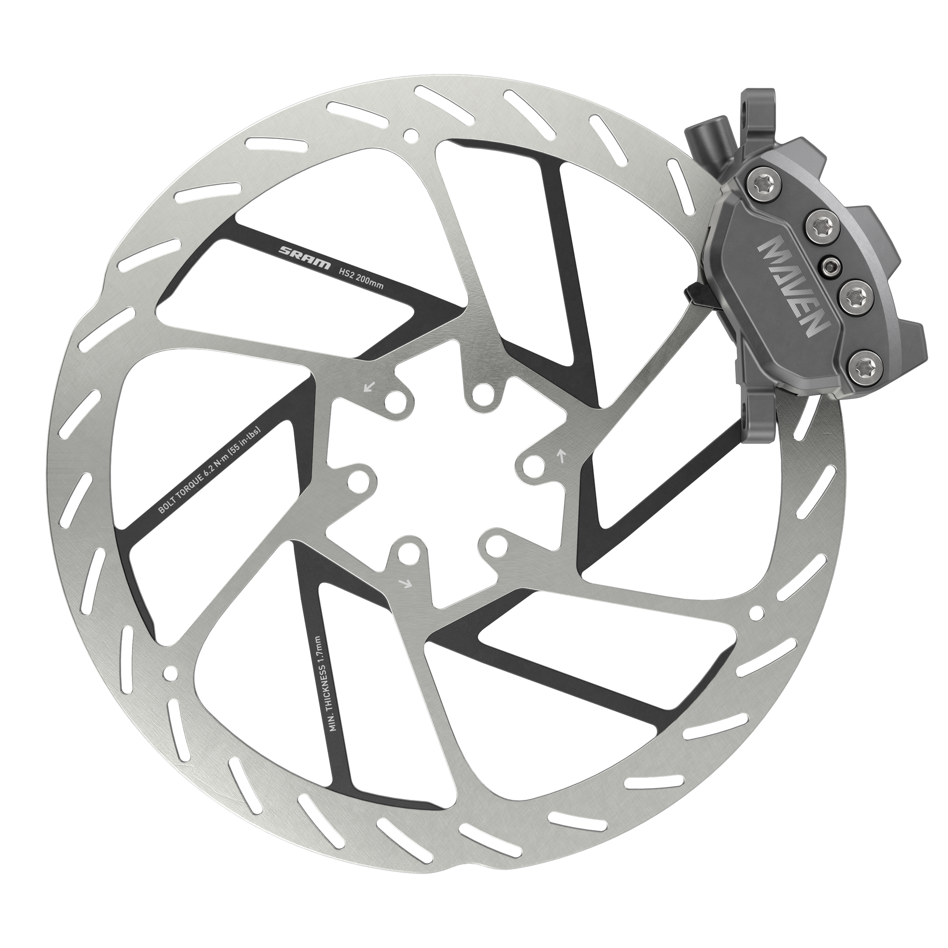 SRAM Maven Bronze 4 Piston Disc Brake - Rear - Left Lever - 2000mm - Dark Polar Anodized - Image 2