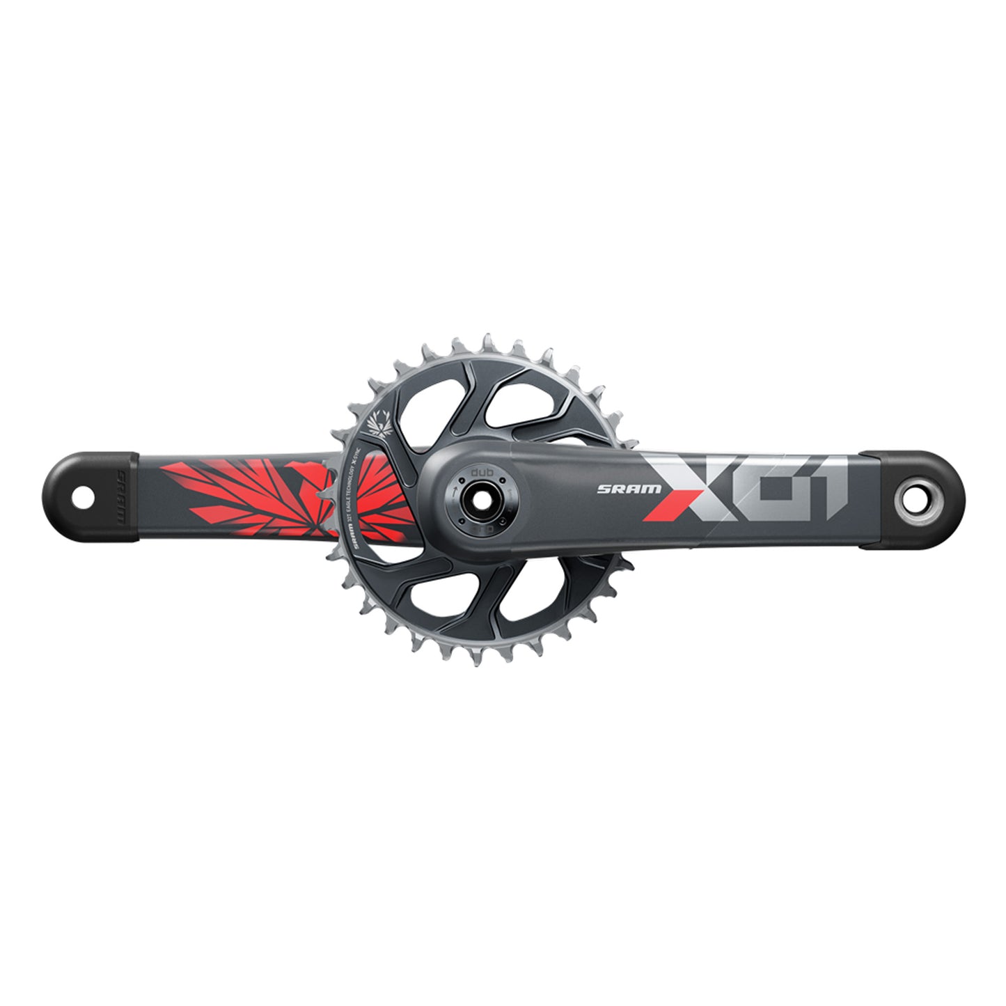 SRAM X01 Eagle Carbon DUB Crankset - 68-73mm and BB86-92 - 28.99mm DUB - SRAM Direct Mount - 175mm - Lunar Grey - Oxy Red - 32T - X-Sync 2 Direct Mount - 3mm Boost - Image 1