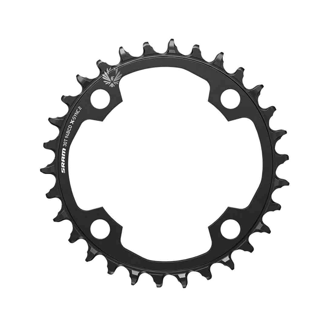 SRAM X-SYNC 2 12 Speed 94 BCD Chainring - Four Bolt - 94 BCD - Standard Crank Chainline - Round - 32T - 11-12 Speed - Black - Alloy - Image 1