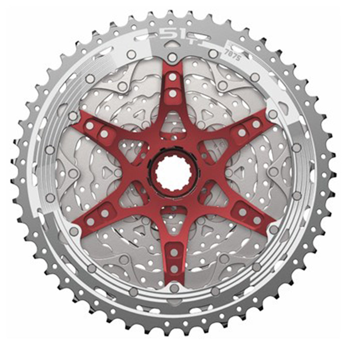 SunRace MZ901 12 Speed Cassete - 12 Speed - Shimano HG Splined - 11-51T - Silver/Red - Image 2