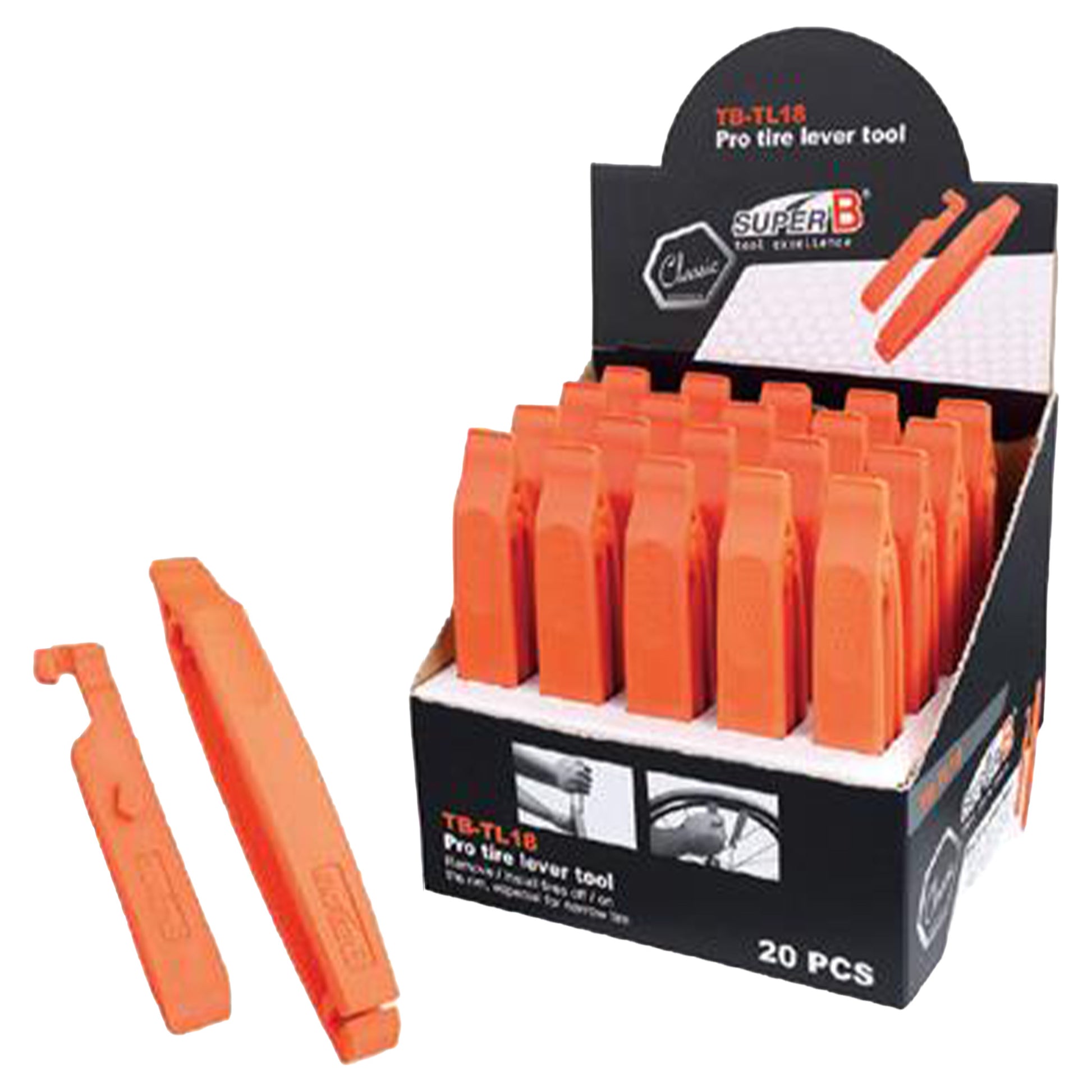 SuperB Pro Tyre Lever Tool Display Box - Orange - 20 - Image 1