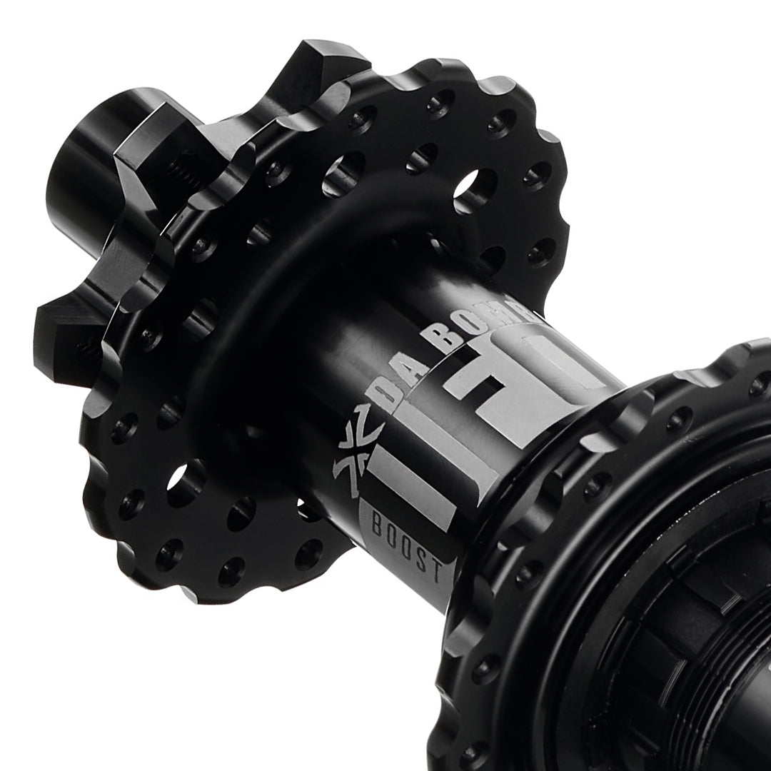 DaBomb UFO 2.0 Hub Set - Front & Rear - F (110x15mm) & R (148x12mm) - Shimano Microspline - 6 Bolt - 32 Hole - J-Bend - Black