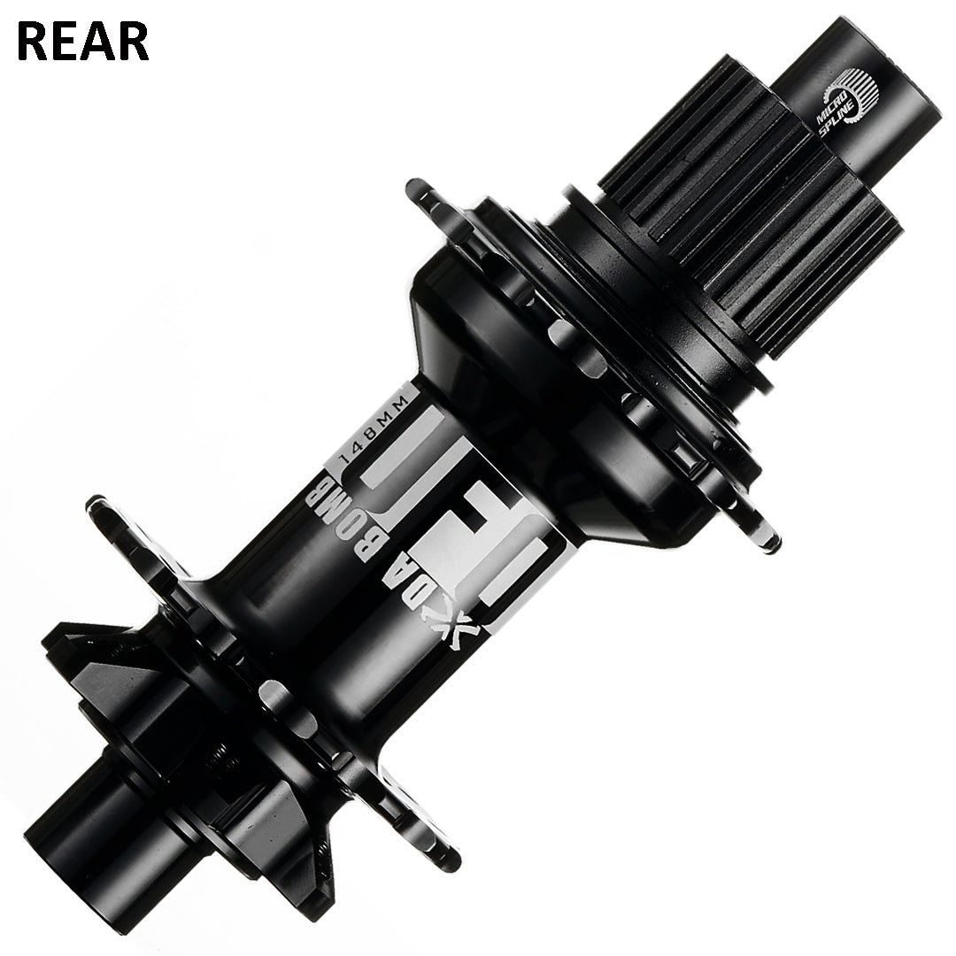 DaBomb UFO 2.0 Hub Set - Front & Rear - F (110x15mm) & R (148x12mm) - Shimano Microspline - 6 Bolt - 32 Hole - J-Bend - Black