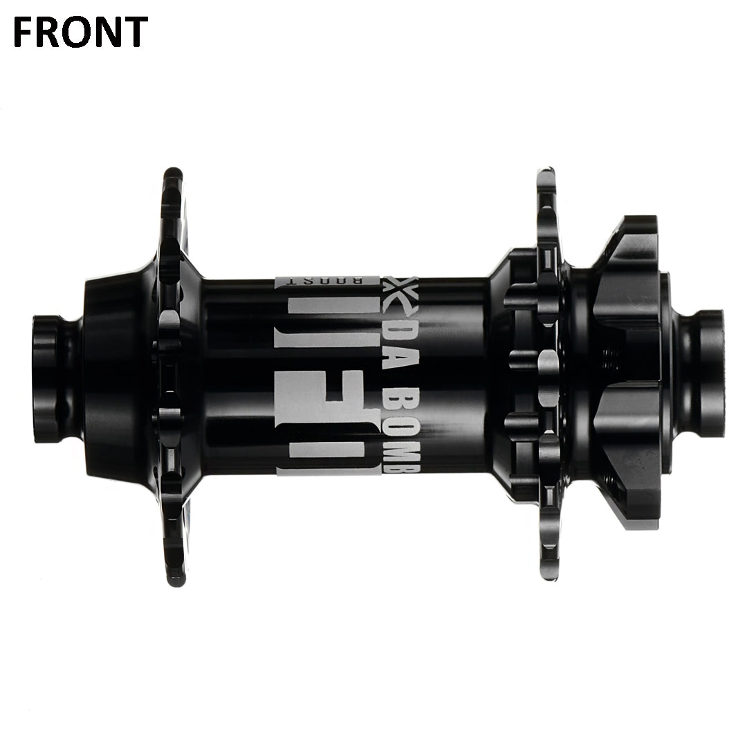 DaBomb UFO 2.0 Hub Set - Front & Rear - F (110x15mm) & R (148x12mm) - Shimano HG Splined - 6 Bolt - 32 Hole - J-Bend - Black