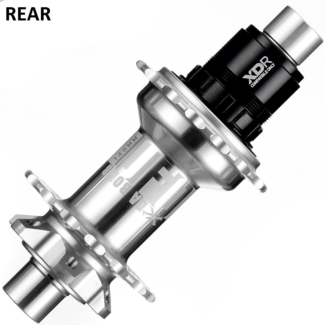 DaBomb UFO 2.0 Hub Set - Front & Rear - F (110x15mm) & R (148x12mm) - XD Driver - 6 Bolt - 32 Hole - J-Bend - Silver