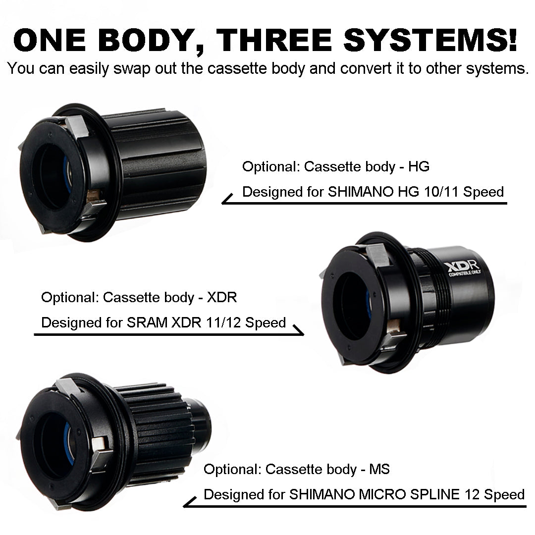 DaBomb UFO 2.0 Hub Set - Front & Rear - F (110x15mm) & R (148x12mm) - Shimano Microspline - 6 Bolt - 32 Hole - J-Bend - Black