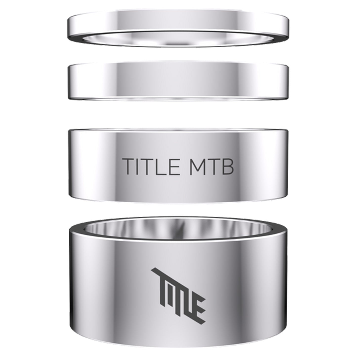 Title Alloy Headset Spacer Kit - Silver - 3-5-10-15mm - Image 1