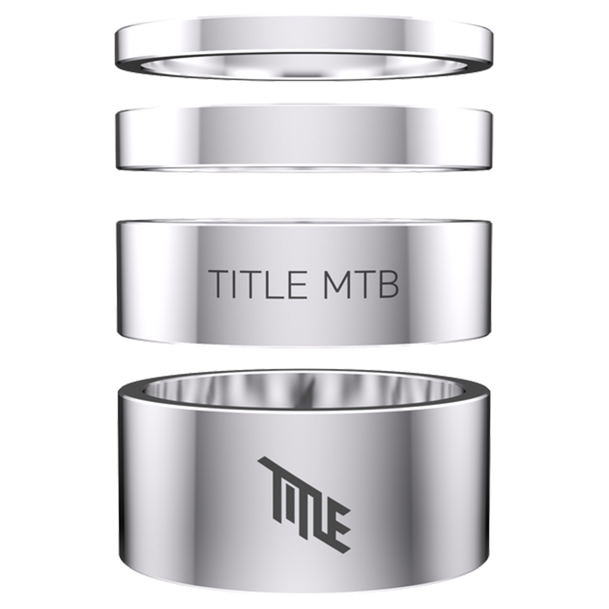 Title Alloy Headset Spacer Kit - Silver - 3-5-10-15mm - Image 1