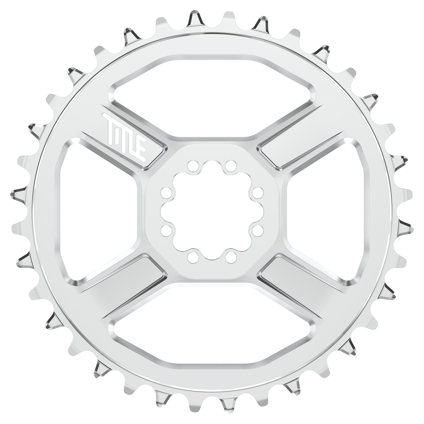 Title CR1 104BCD Chainring - Four Bolt - 104 BCD - Standard Crank Chainline - Round - 36T - 12 Speed - Alloy - Chrome - Image 1