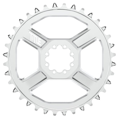 Title CR1 104BCD Chainring - Four Bolt - 104 BCD - Standard Crank Chainline - Round - 36T - 12 Speed - Alloy - Chrome - Image 1