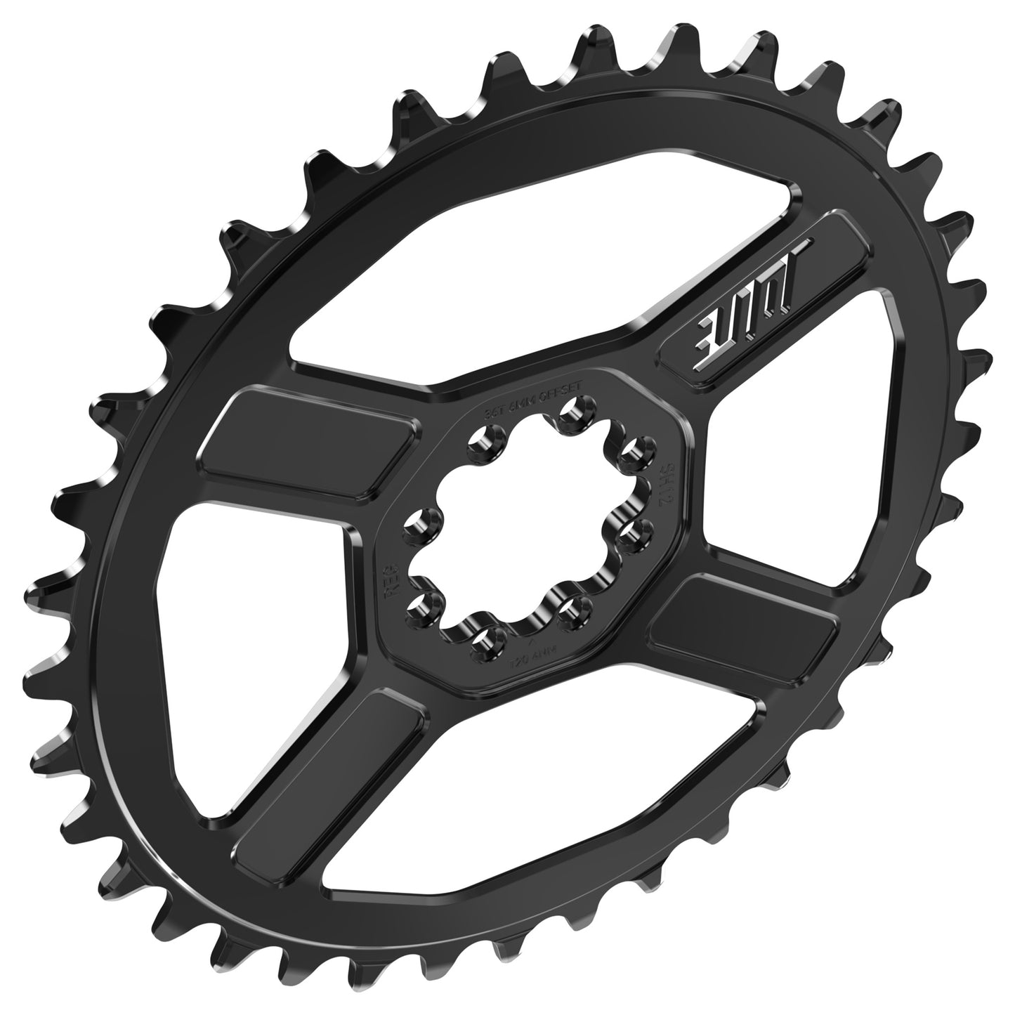 Title CR1 104BCD Chainring - Four Bolt - 104 BCD - Standard Crank Chainline - Round - 36T - 9-12 Speed - Alloy - Black - Image 3