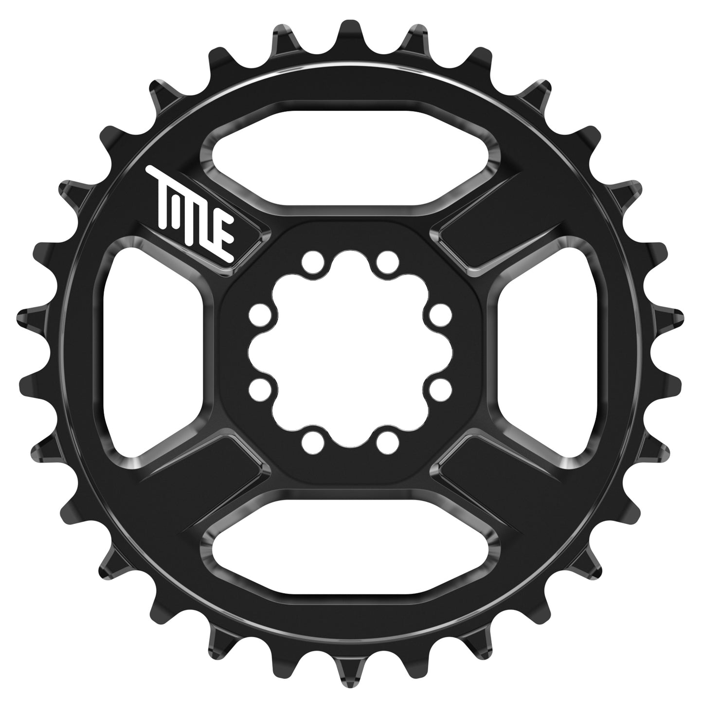 Title CR1 8 Bolt Chainring - Direct Mount - Shimano - 3mm Boost - Round - 30T - 12 Speed - Alloy - Black - Image 1