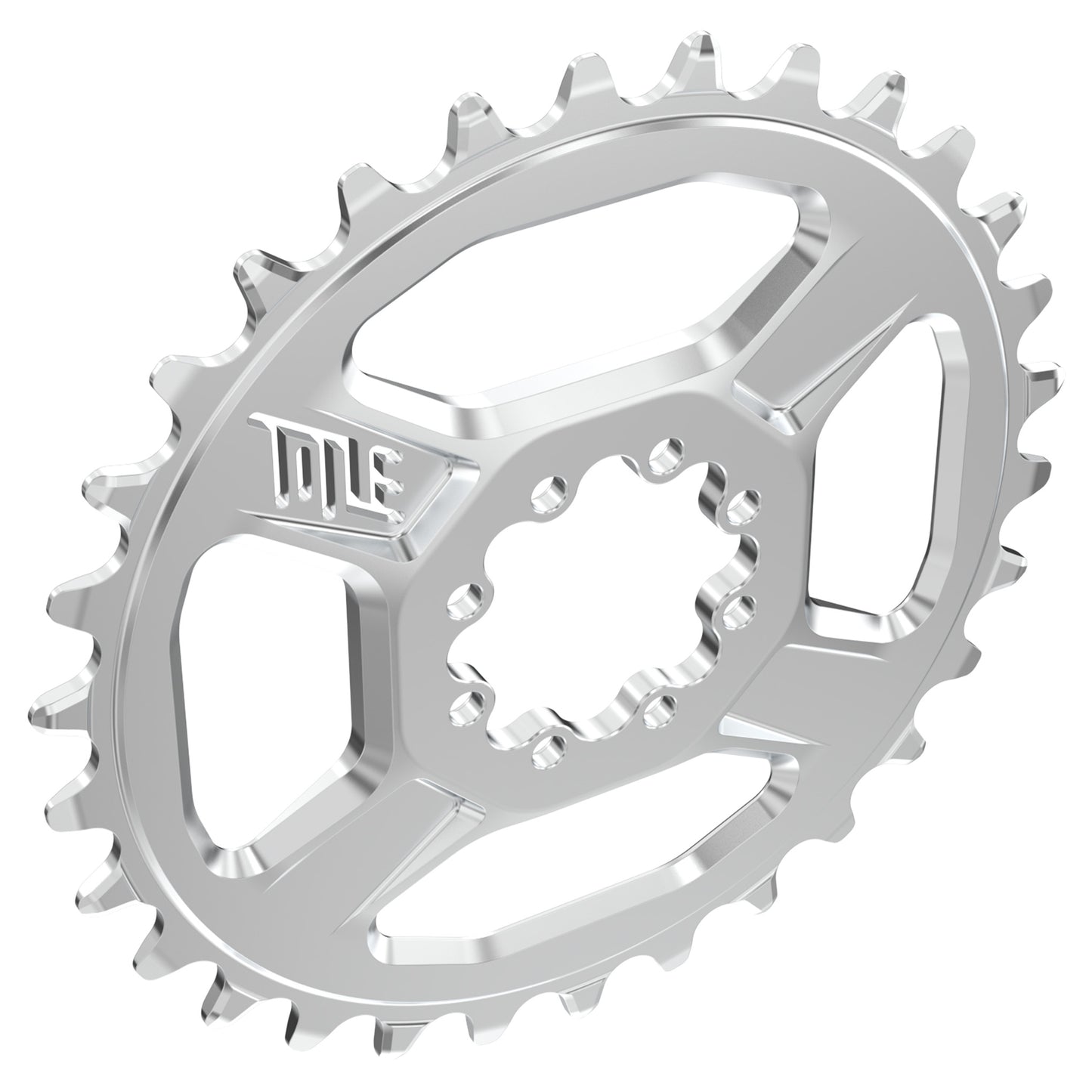 Title CR1 8 Bolt Chainring - Direct Mount - Shimano - 3mm Boost - Round - 30T - 12 Speed - Alloy - Chrome - Image 2