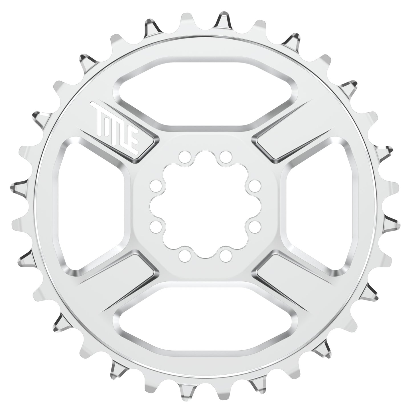 Title CR1 8 Bolt Chainring - Direct Mount - Shimano - 3mm Boost - Round - 32T - 12 Speed - Alloy - Chrome - Image 1