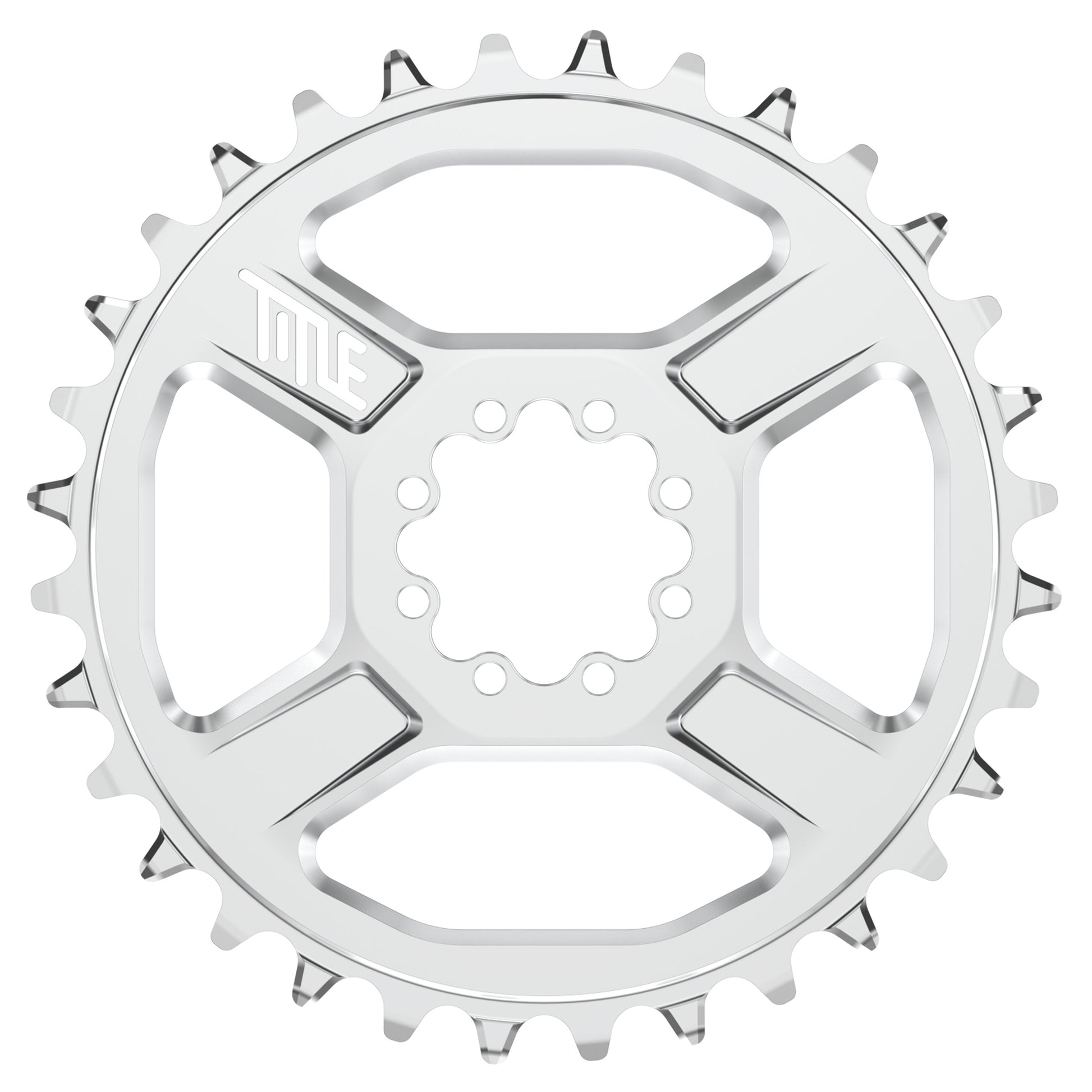 Title CR1 8 Bolt Chainring - Direct Mount - Shimano - 3mm Boost - Round - 32T - 12 Speed - Alloy - Chrome - Image 1