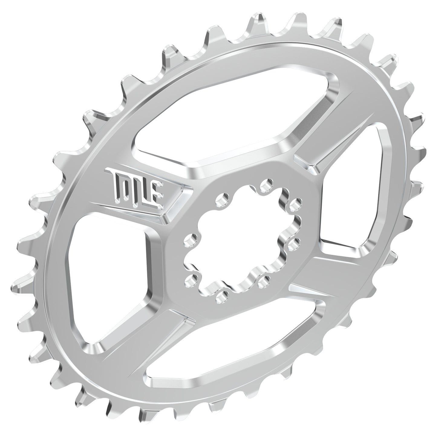 Title CR1 8 Bolt Chainring - Direct Mount - Shimano - 3mm Boost - Round - 32T - 12 Speed - Alloy - Chrome - Image 2