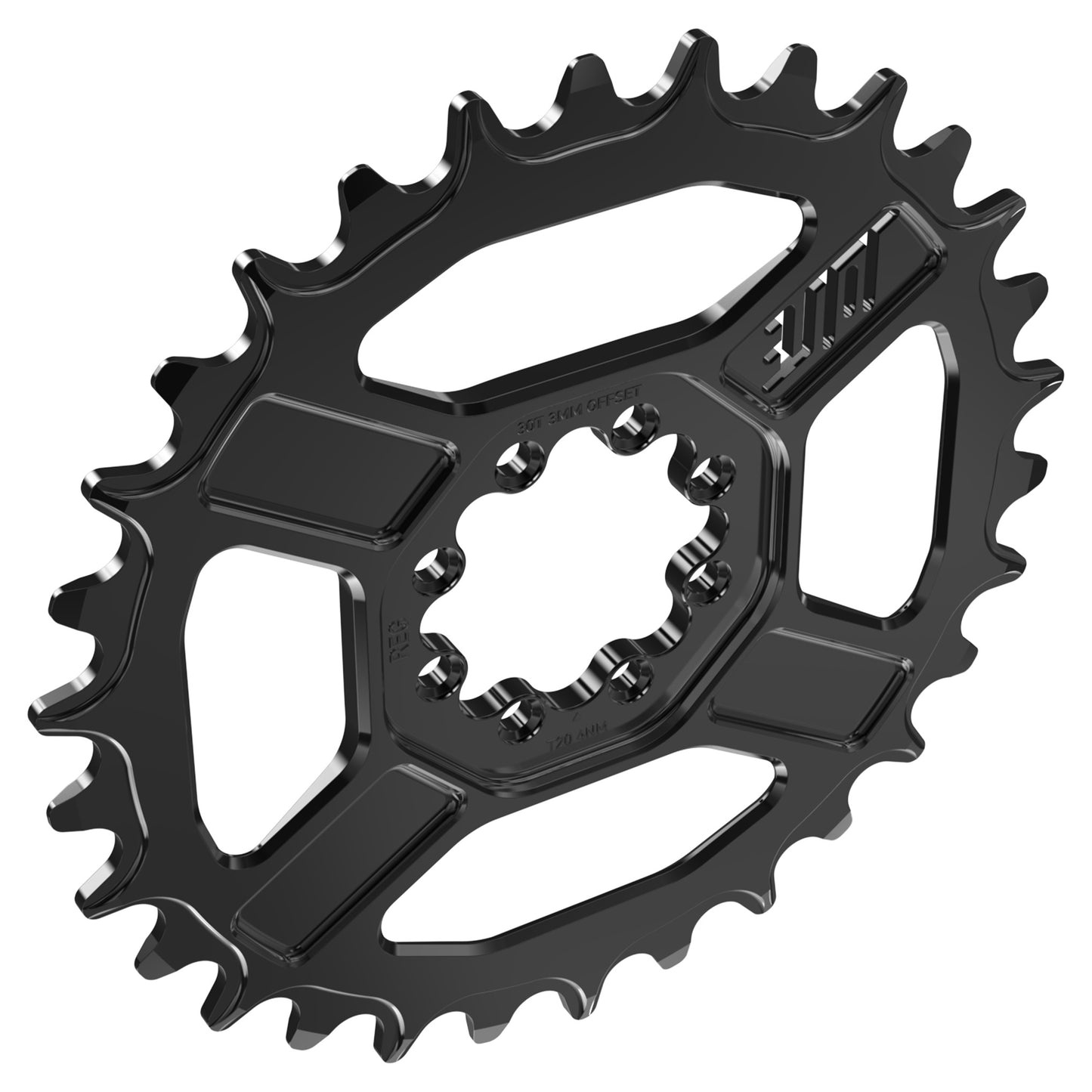 Title CR1 8 Bolt Chainring - Direct Mount - SRAM - 3mm Boost - Round - 30T - 9-12 Speed - Alloy - Black - Image 3