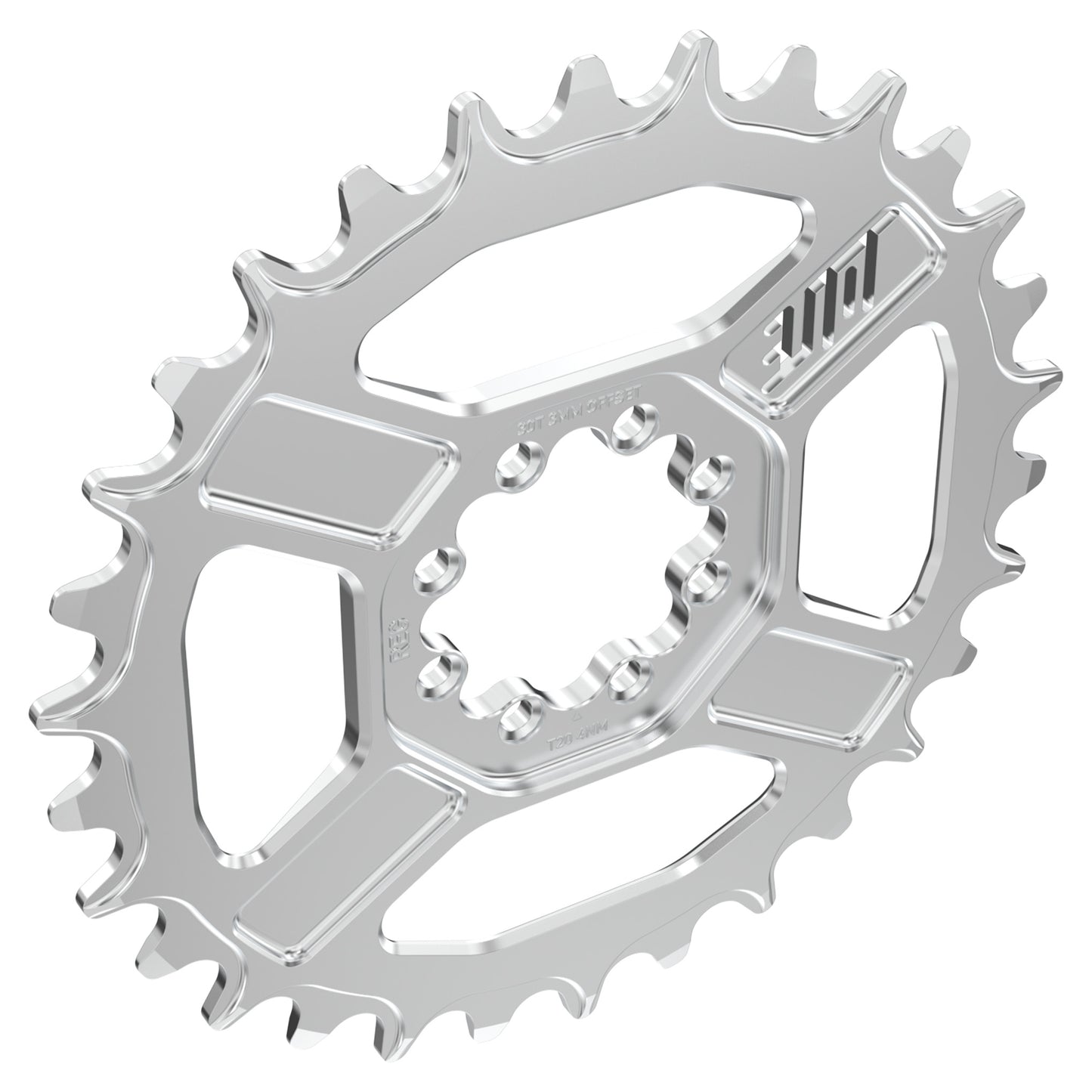 Title CR1 8 Bolt Chainring - Direct Mount - SRAM - 3mm Boost - Round - 30T - 9-12 Speed - Alloy - Chrome - Image 3