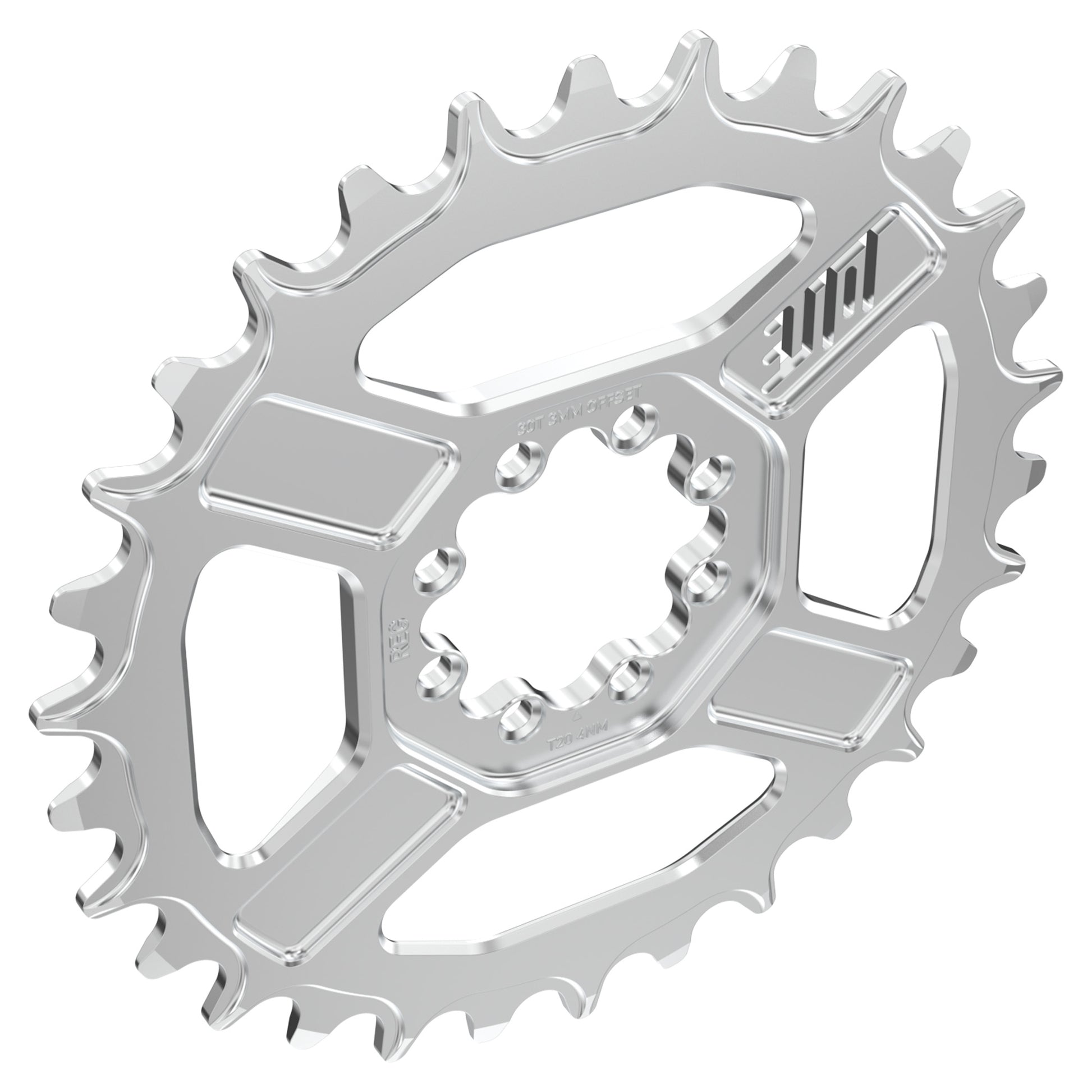 Title CR1 8 Bolt Chainring - Direct Mount - SRAM - 3mm Boost - Round - 30T - 9-12 Speed - Alloy - Chrome - Image 3