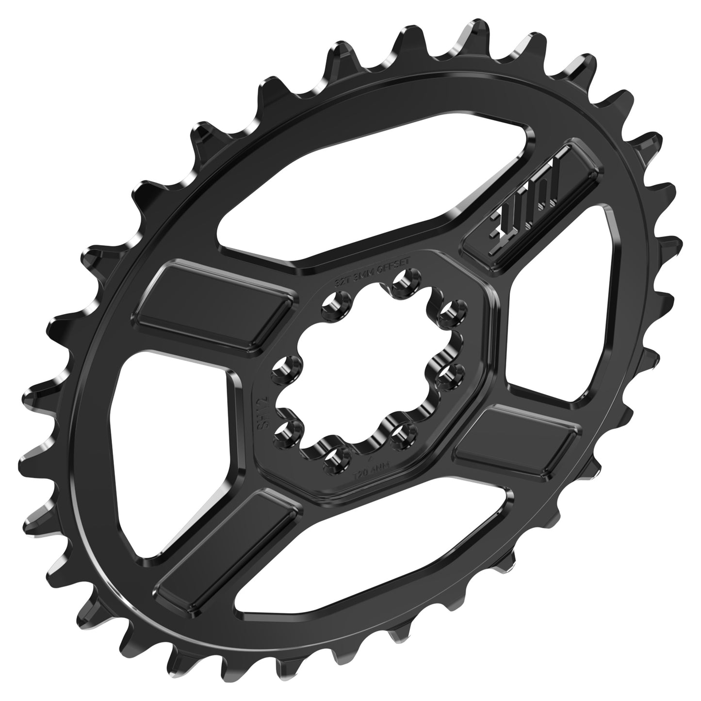 Title CR1 8 Bolt Chainring - Direct Mount - SRAM - 3mm Boost - Round - 32T - 9-12 Speed - Alloy - Black - Image 3