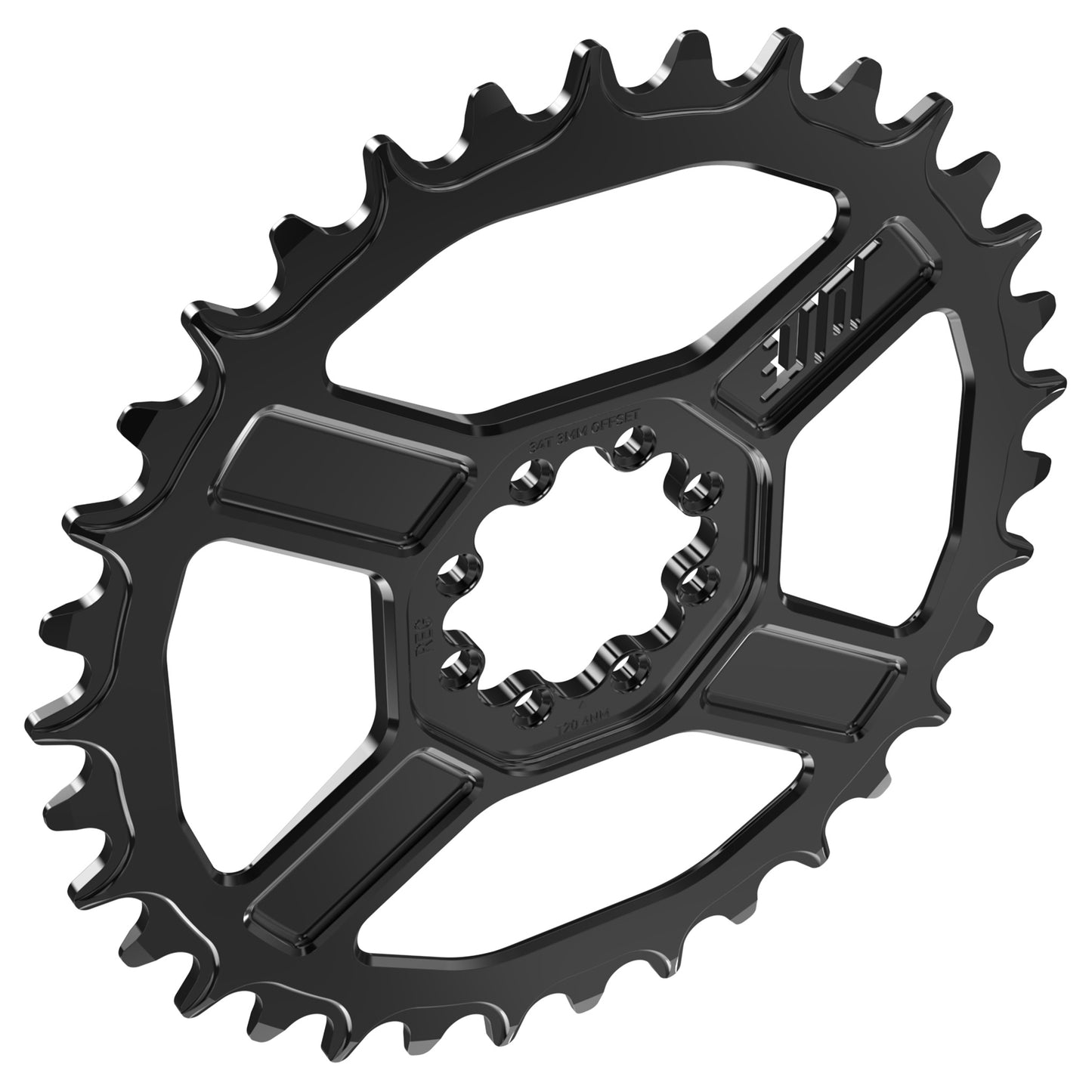 Title CR1 8 Bolt Chainring - Direct Mount - SRAM - 3mm Boost - Round - 34T - 9-12 Speed - Alloy - Black - Image 3