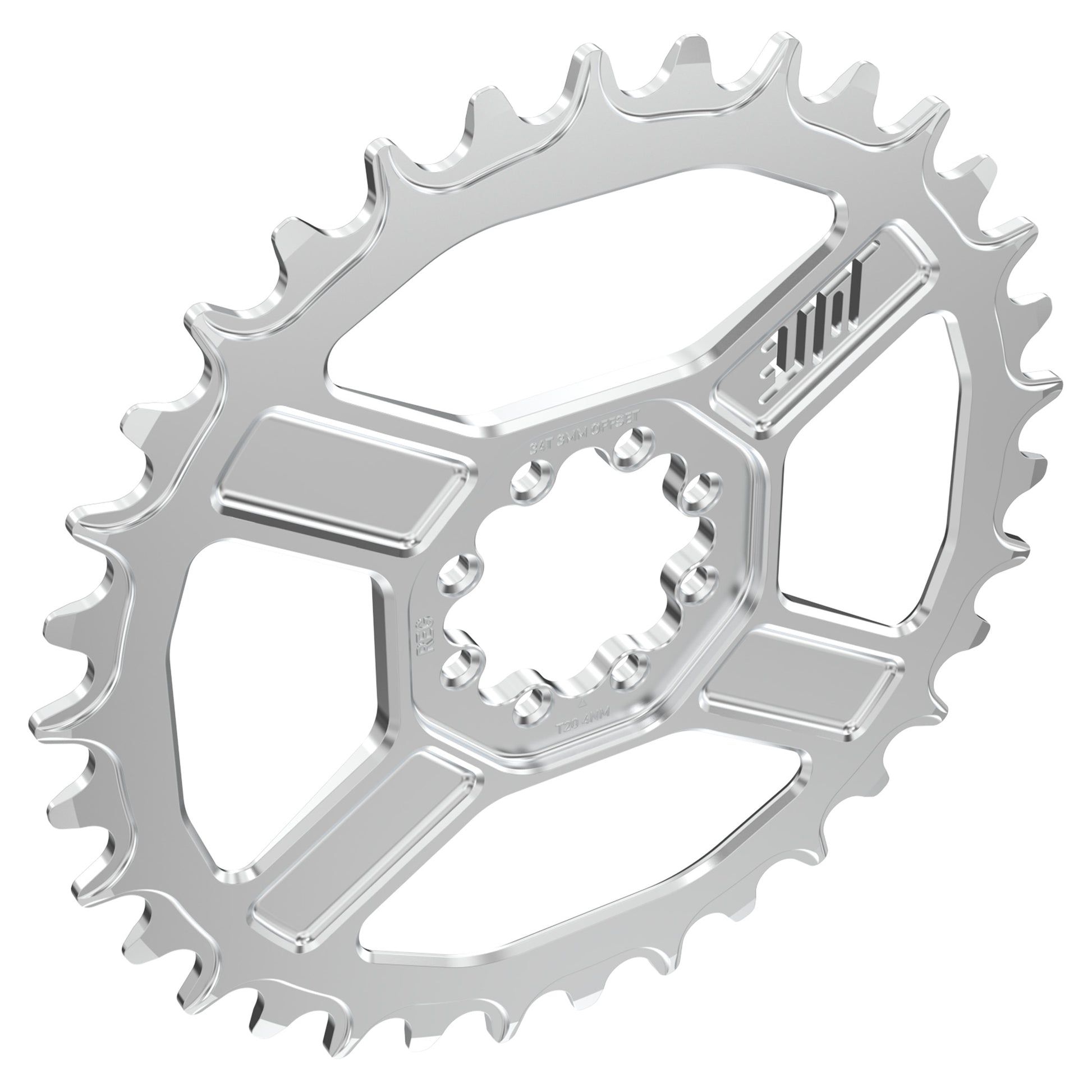 Title CR1 8 Bolt Chainring - Direct Mount - SRAM - 3mm Boost - Round - 34T - 9-12 Speed - Alloy - Chrome - Image 3