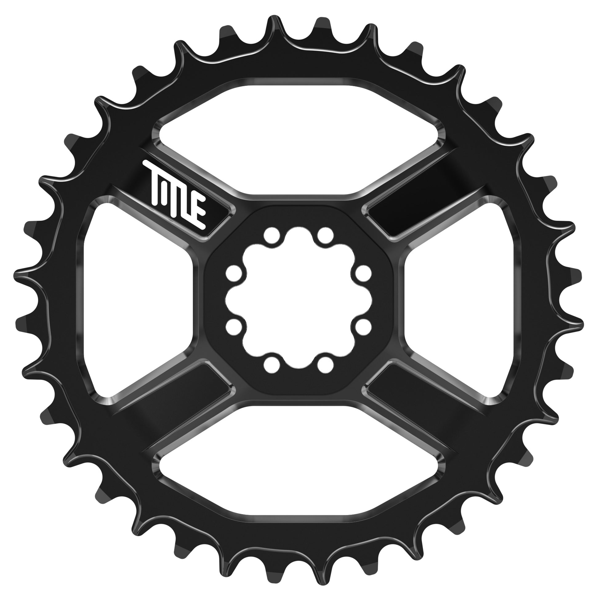 Title CR1 8 Bolt Chainring - Direct Mount - SRAM - 6mm Non Boost - Round - 36T - 9-12 Speed - Alloy - Black - Image 1