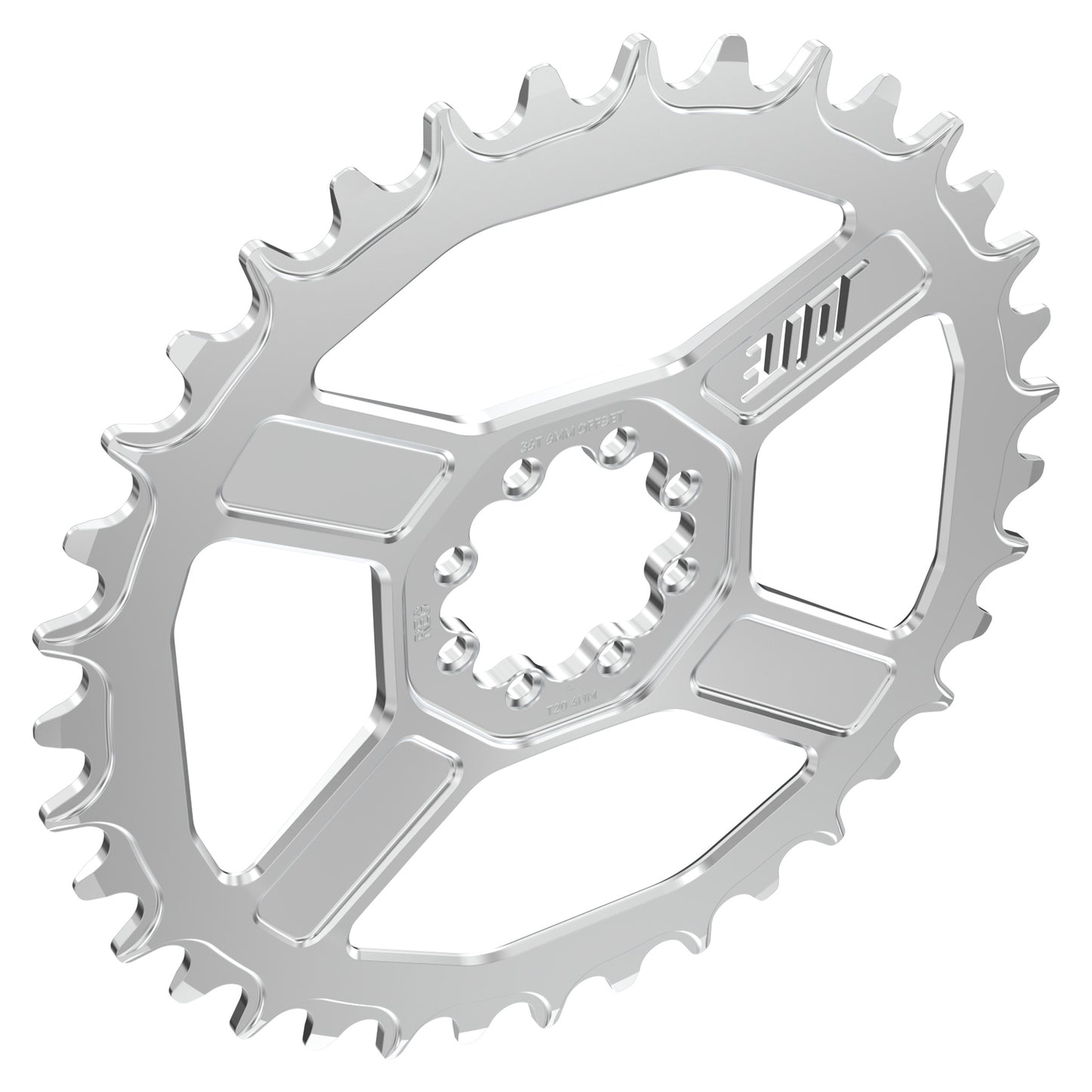 Title CR1 8 Bolt Chainring - Direct Mount - SRAM - 6mm Non Boost - Round - 36T - 9-12 Speed - Alloy - Chrome - Image 3