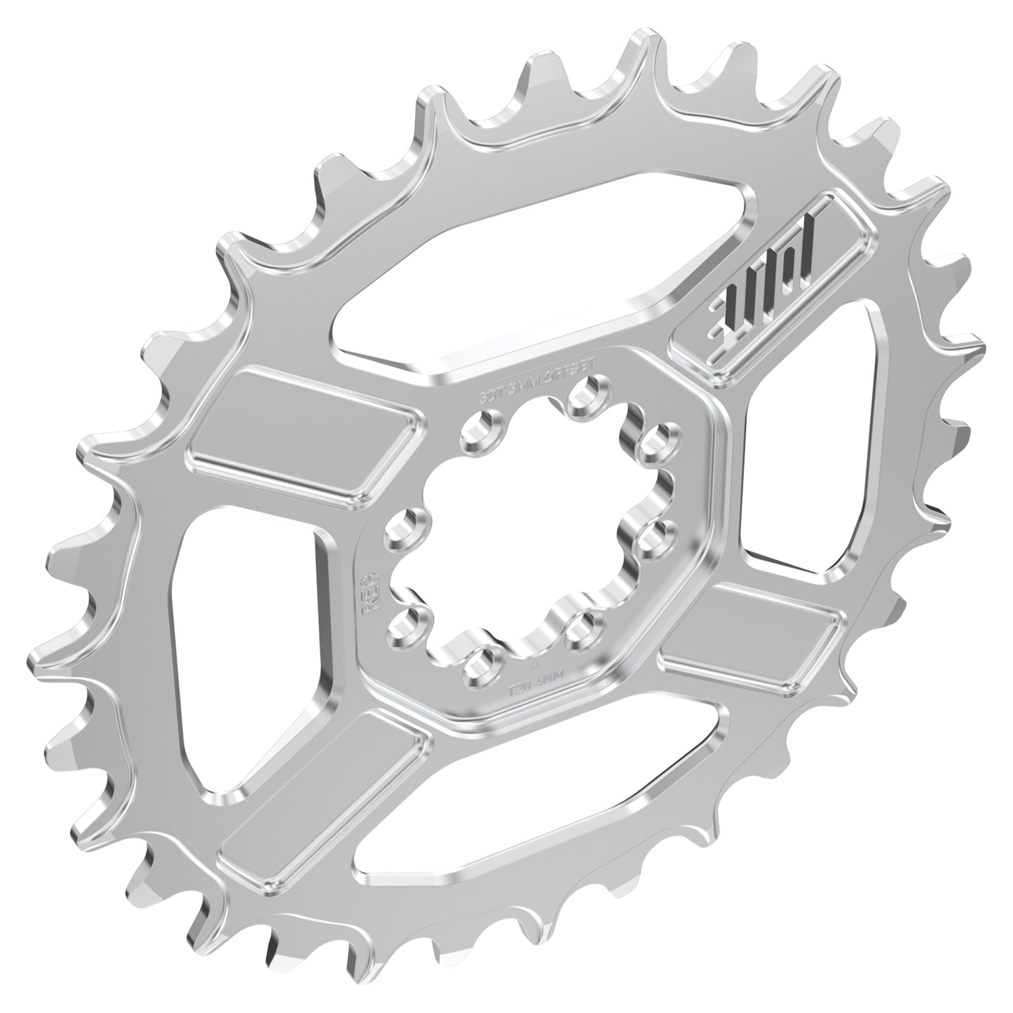 Title CR1 8 Bolt T-Type Chainring - Direct Mount - SRAM - 3mm Boost - Round - 30T - 12 Speed - Alloy - Chrome - Image 3
