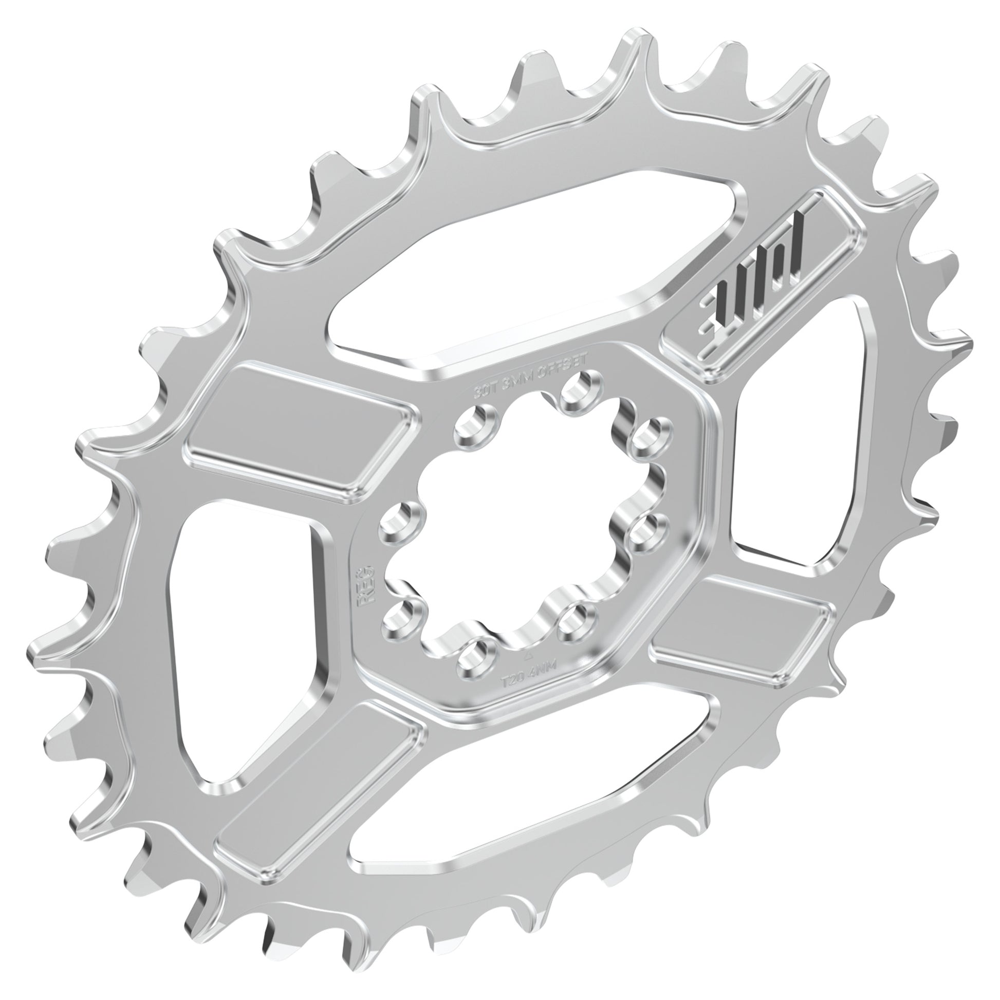 Title CR1 8 Bolt T-Type Chainring - Direct Mount - SRAM - 3mm Boost - Round - 30T - 12 Speed - Alloy - Chrome - Image 3