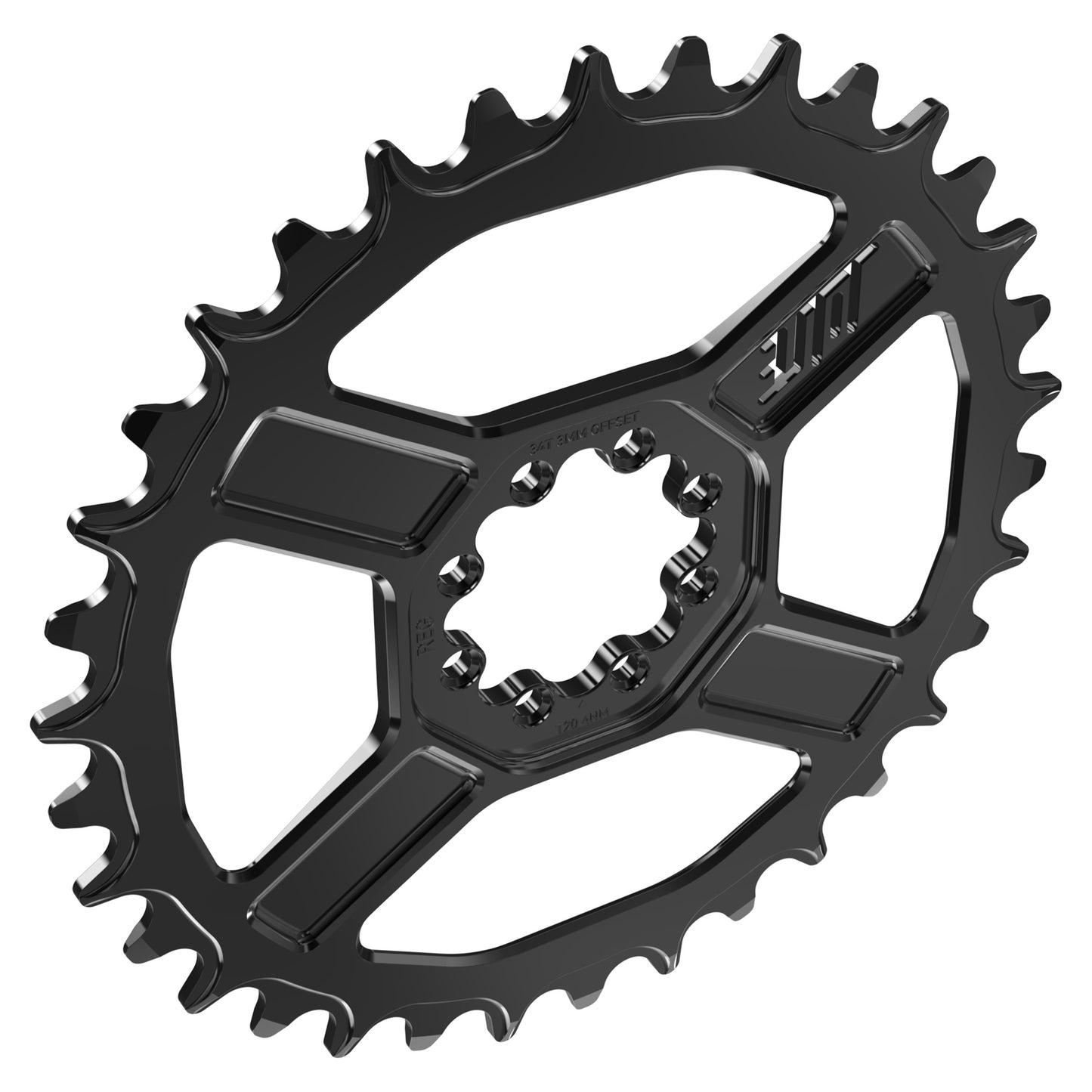 Title CR1 8 Bolt T-Type Chainring - Direct Mount - SRAM - 3mm Boost - Round - 34T - 12 Speed - Alloy - Black - Image 3