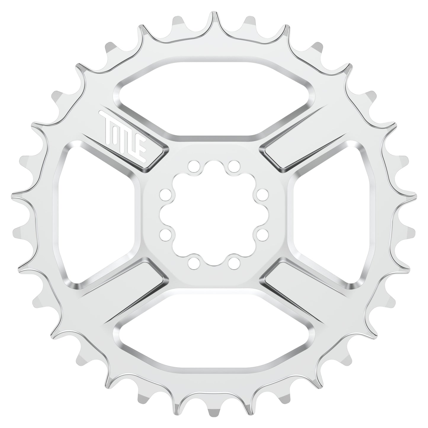 Title CR1 8 Bolt T-Type Chainring - Direct Mount - SRAM - 3mm Boost - Round - 34T - 12 Speed - Alloy - Chrome - Image 1