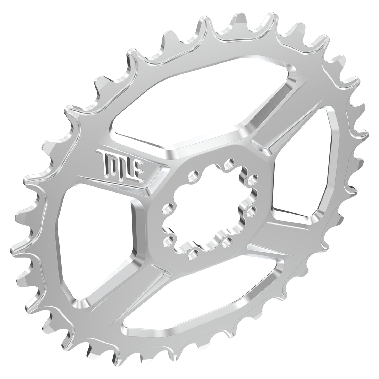 Title CR1 8 Bolt T-Type Chainring - Direct Mount - SRAM - 3mm Boost - Round - 34T - 12 Speed - Alloy - Chrome - Image 2