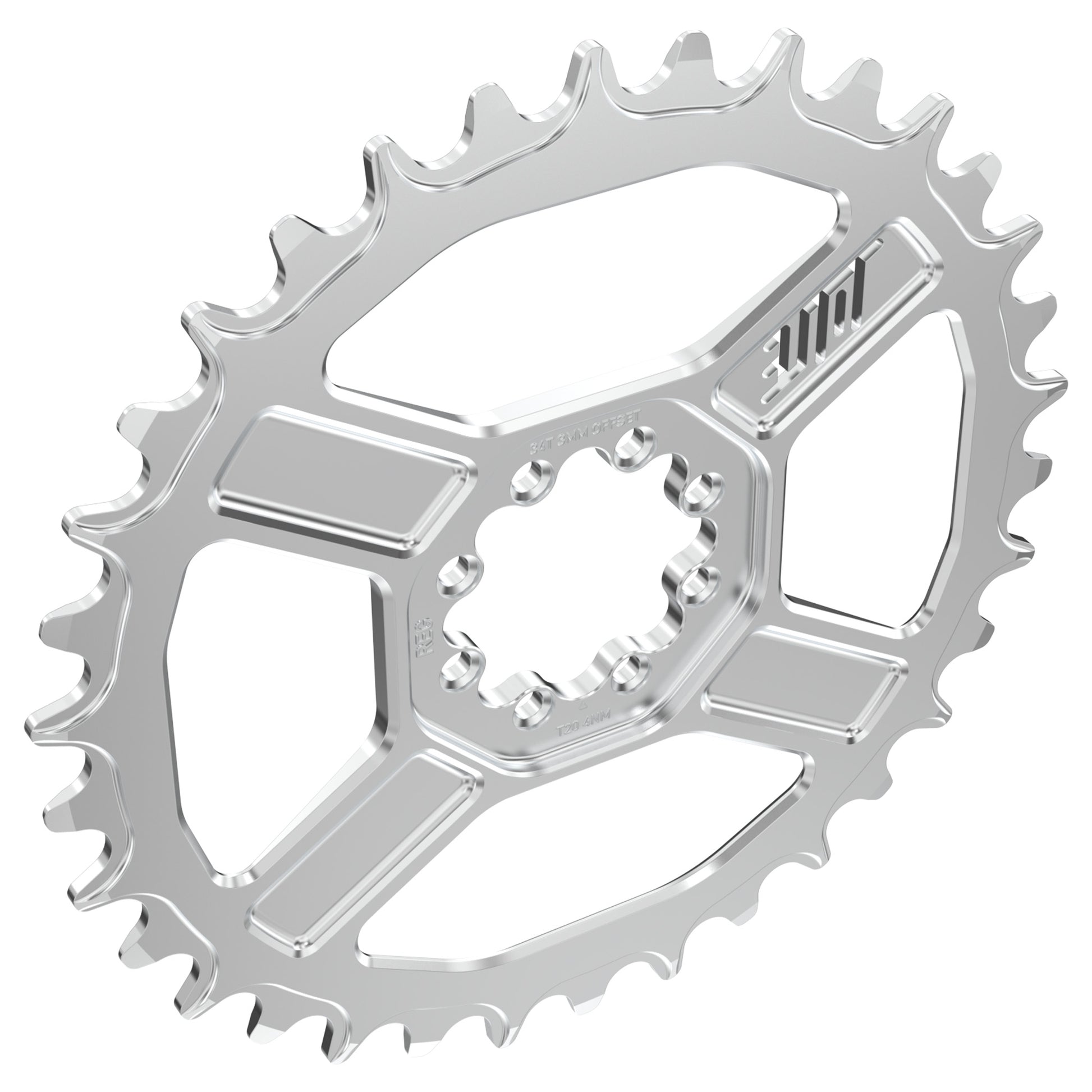 Title CR1 8 Bolt T-Type Chainring - Direct Mount - SRAM - 3mm Boost - Round - 34T - 12 Speed - Alloy - Chrome - Image 3