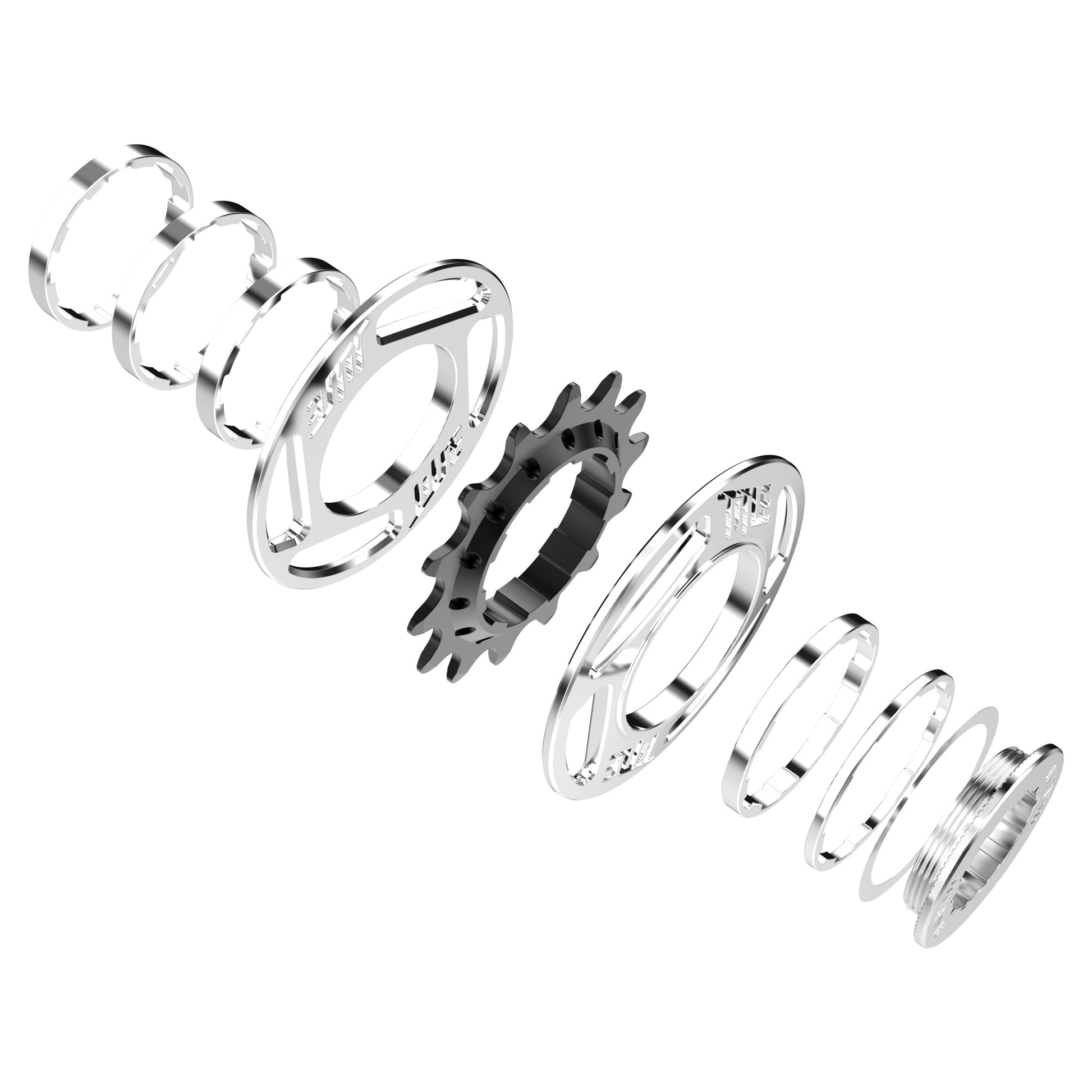 Title Single Speed Kit - Single Speed Kit - Chrome - Shimano HG Splined - 14T - Image 1