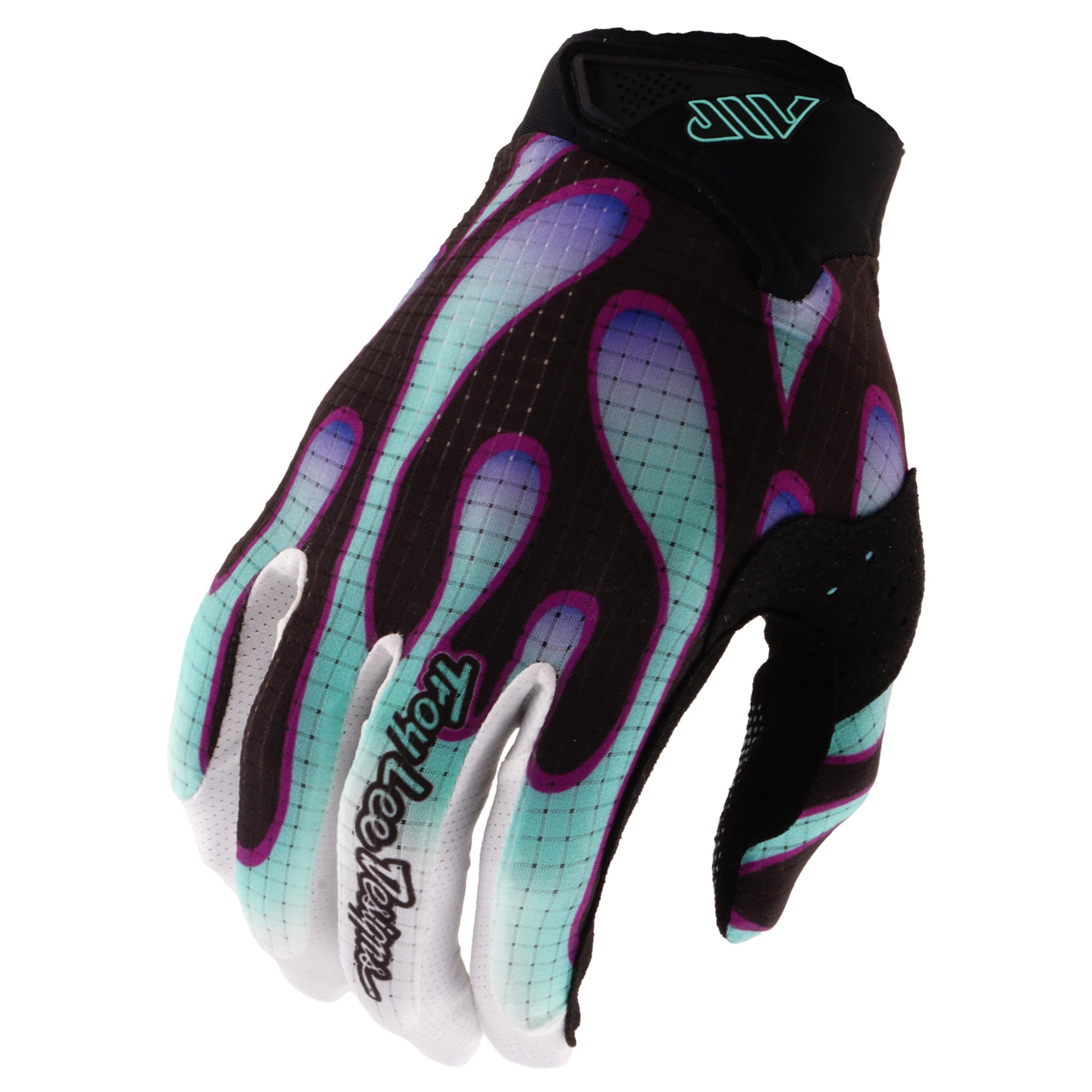 TLD Air Gloves - S - Overspray Black / Real Teal - Image 1