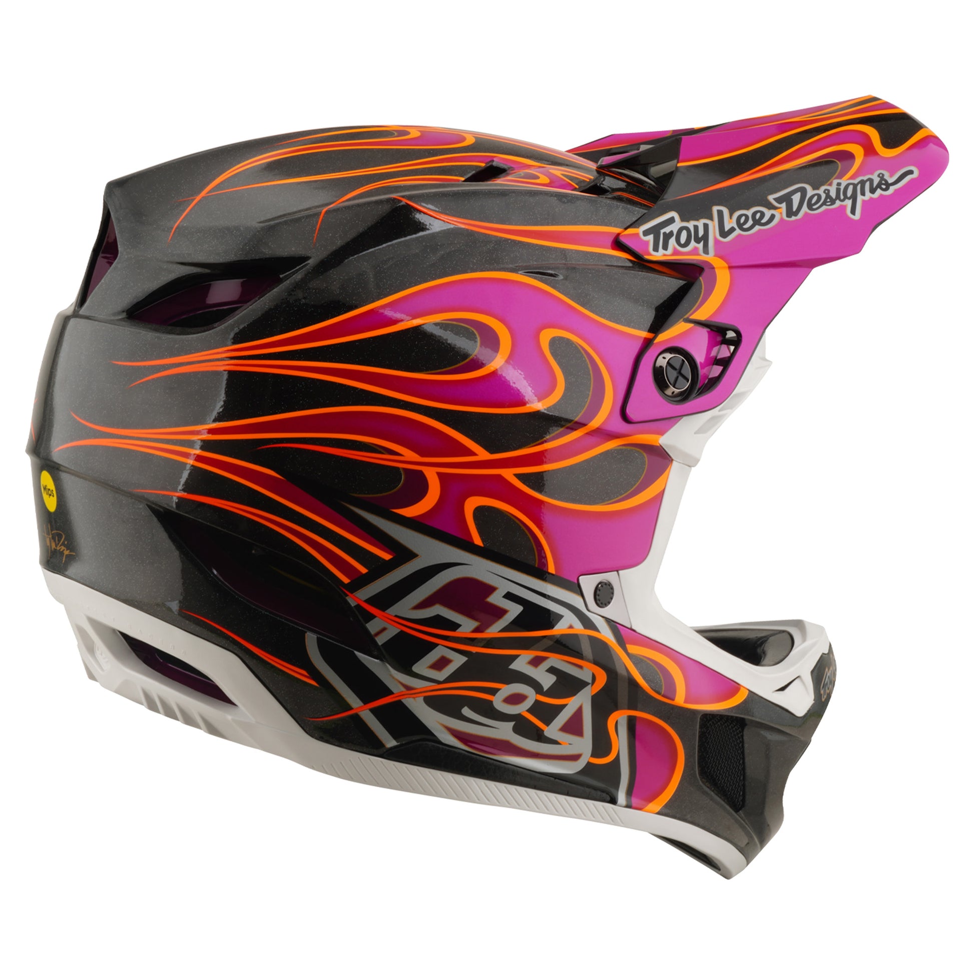 TLD D4 Carbon Helmet - M/L - Torched Carbon / Magenta - Image 5