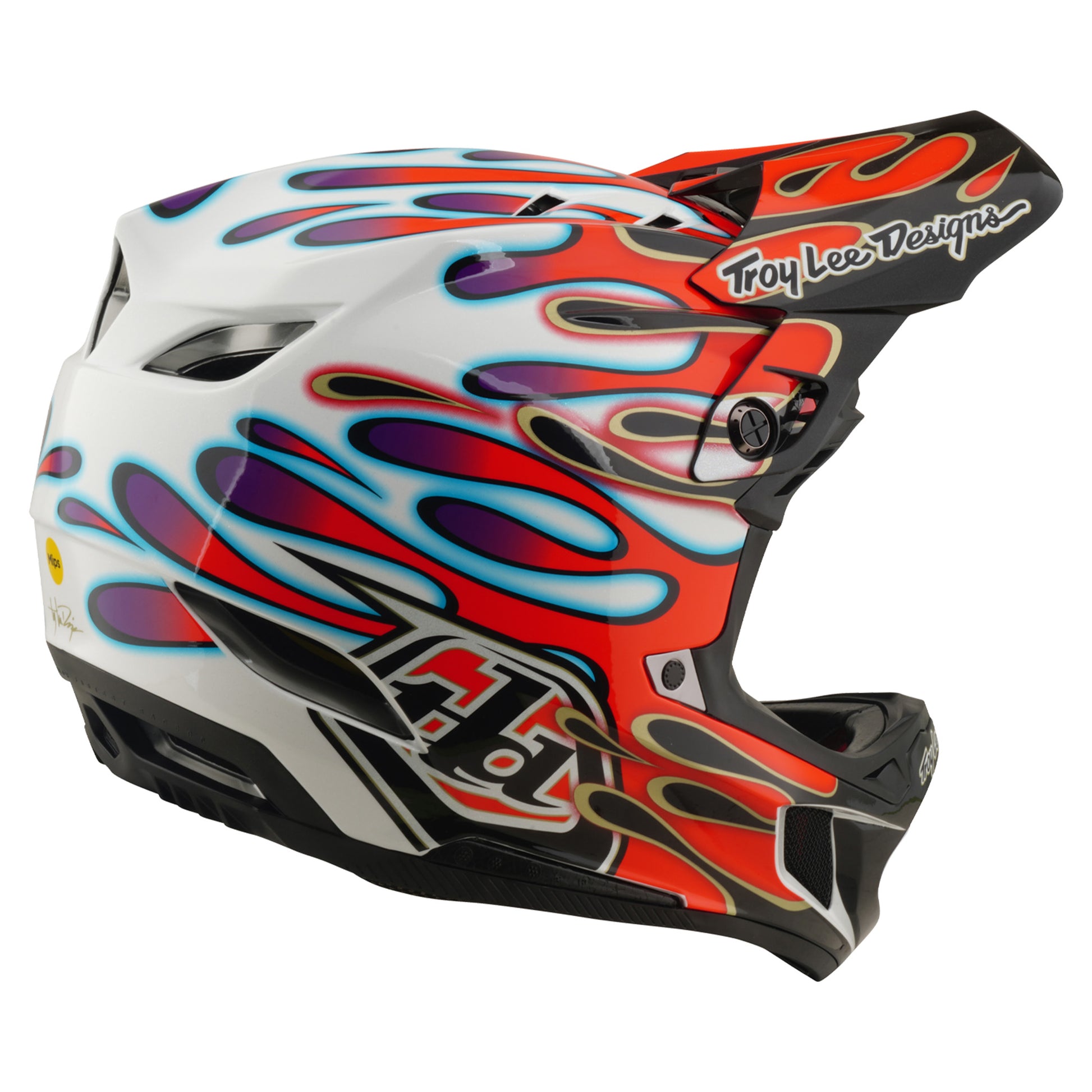 TLD D4 Composite Helmet - M/L - Overspray White / Red - Image 5