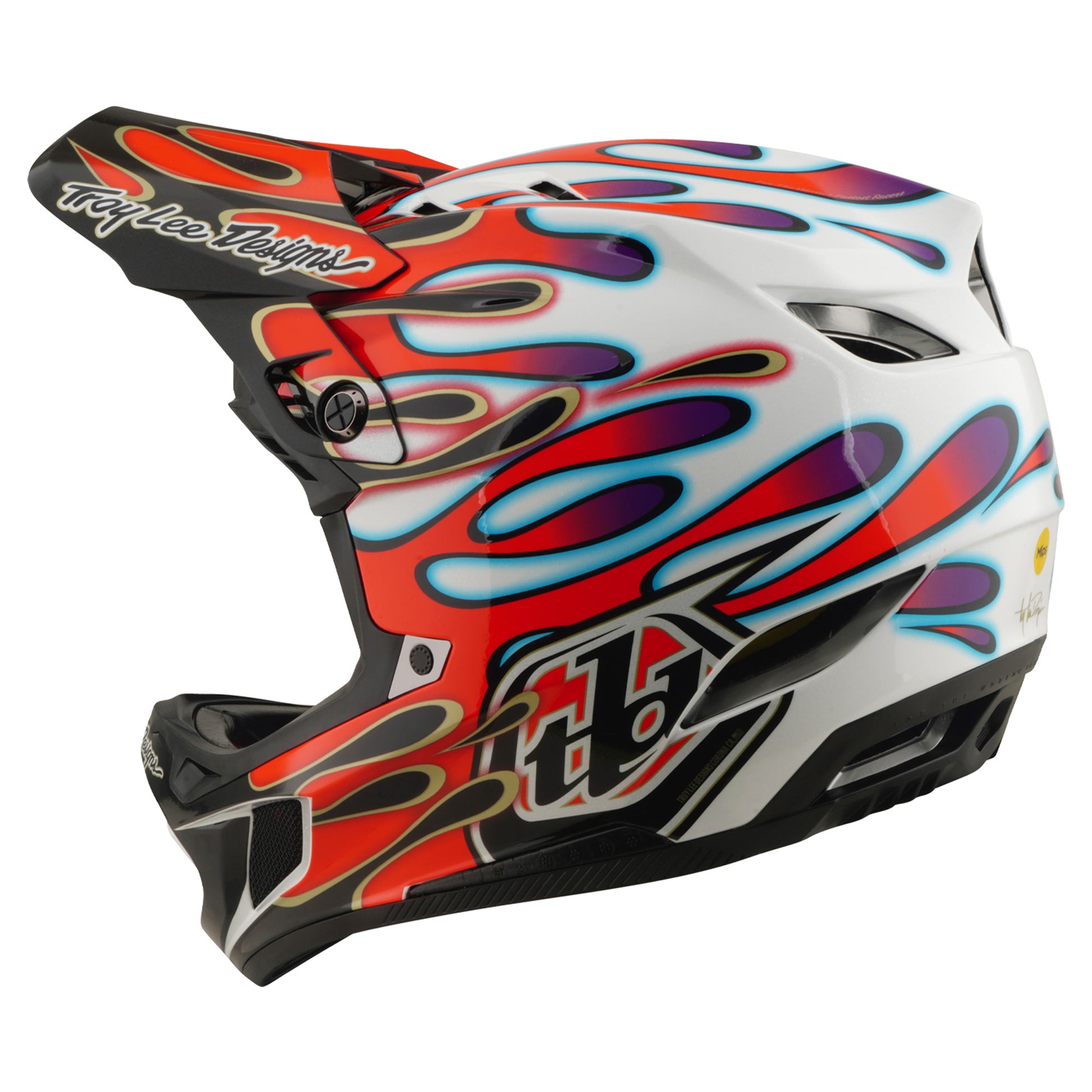 TLD D4 Composite Helmet - M/L - Overspray White / Red - Image 6
