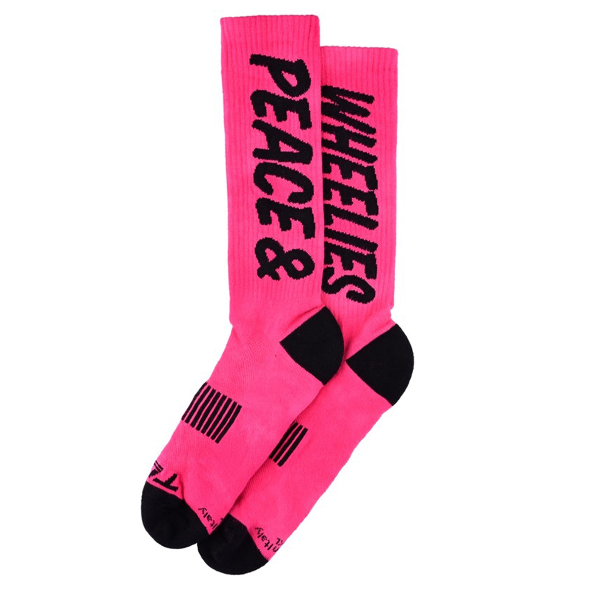 TLD Performance Socks - L/XL - Peace & Wheelies Fuscia - Image 1