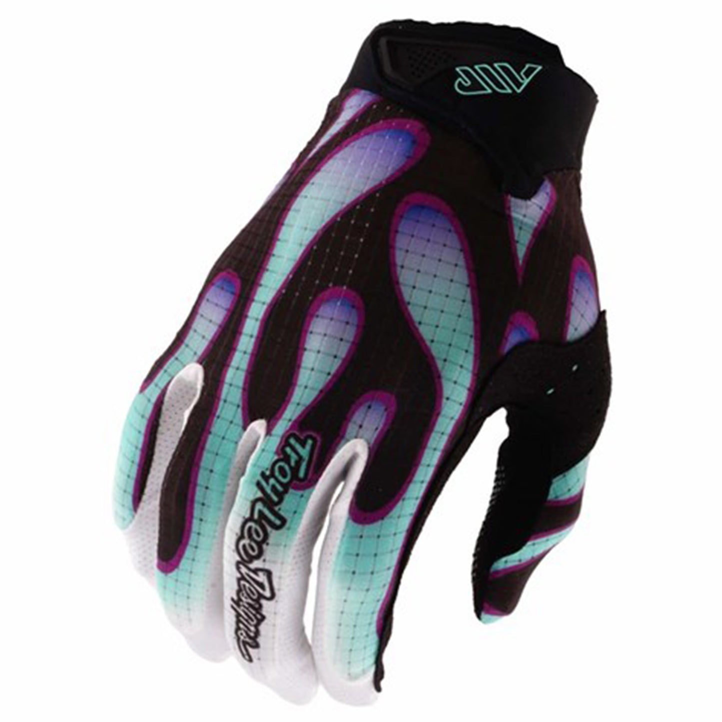 TLD Youth Air Gloves - M - Overspray Black / Real Teal - Image 1