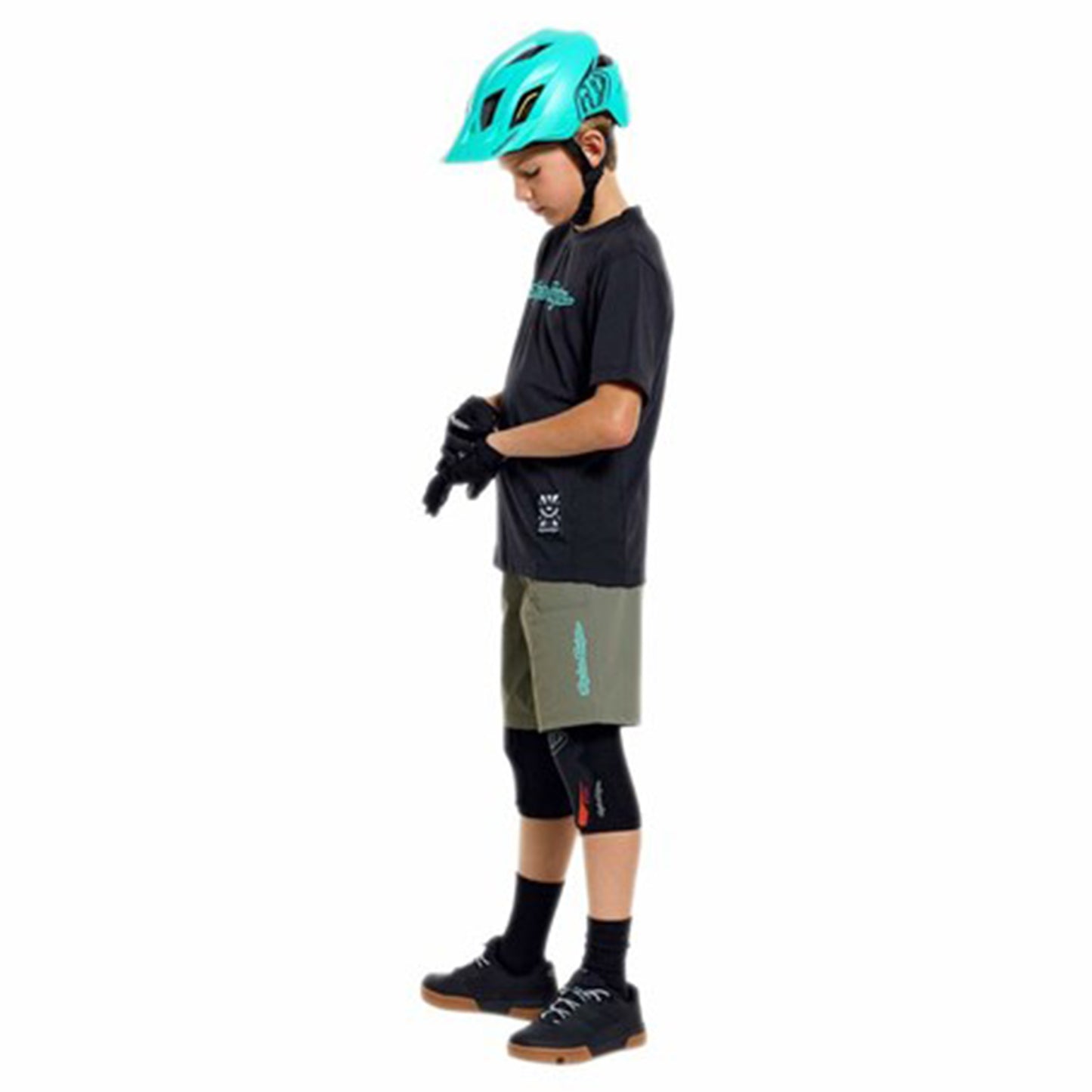 TLD Youth Skyline Ride Short Sleeve Tee - M - Signature Black / Real Teal - Image 4