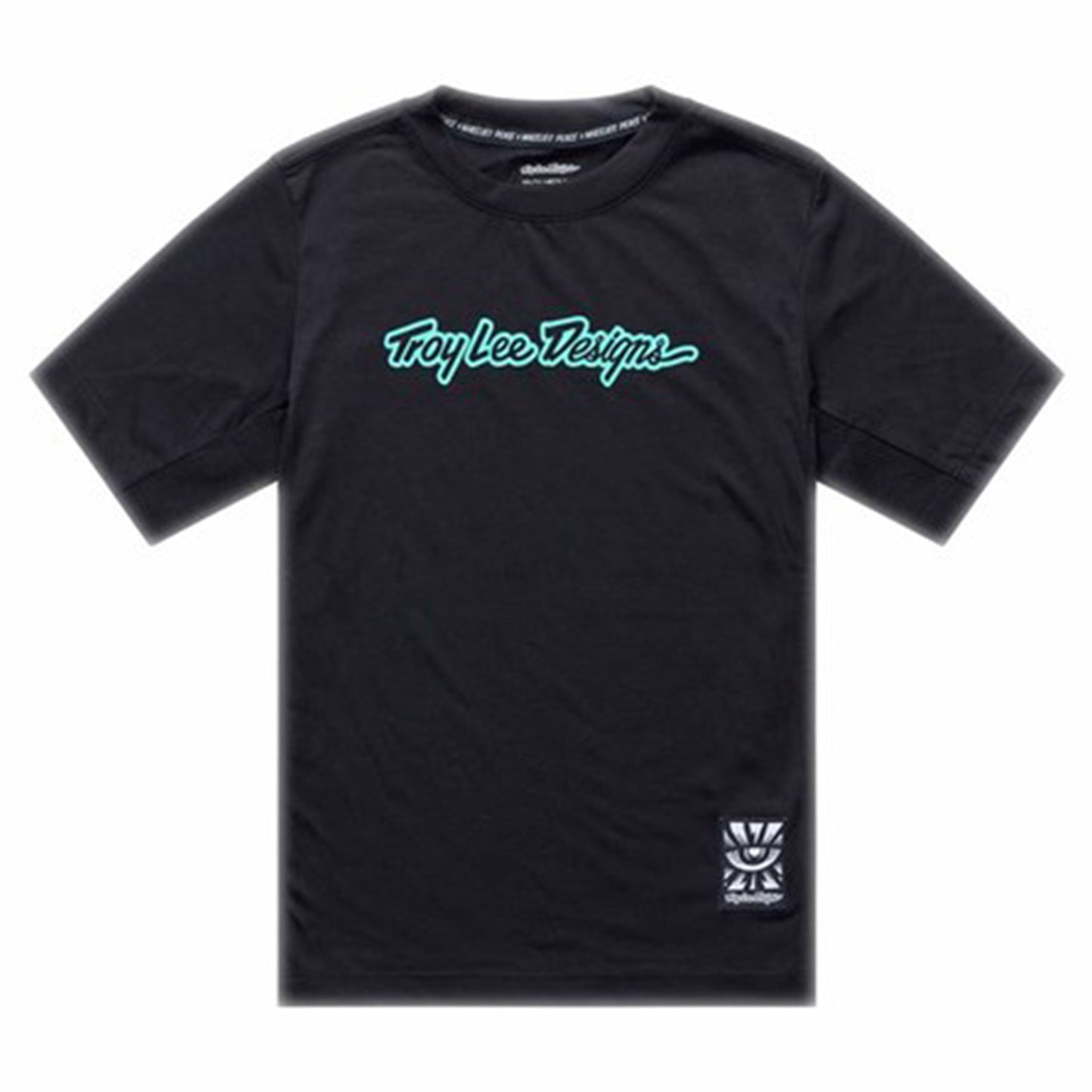 TLD Youth Skyline Ride Short Sleeve Tee - S - Signature Black / Real Teal - Image 1