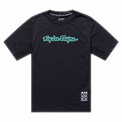 TLD Youth Skyline Ride Short Sleeve Tee - S - Signature Black / Real Teal - Image 1
