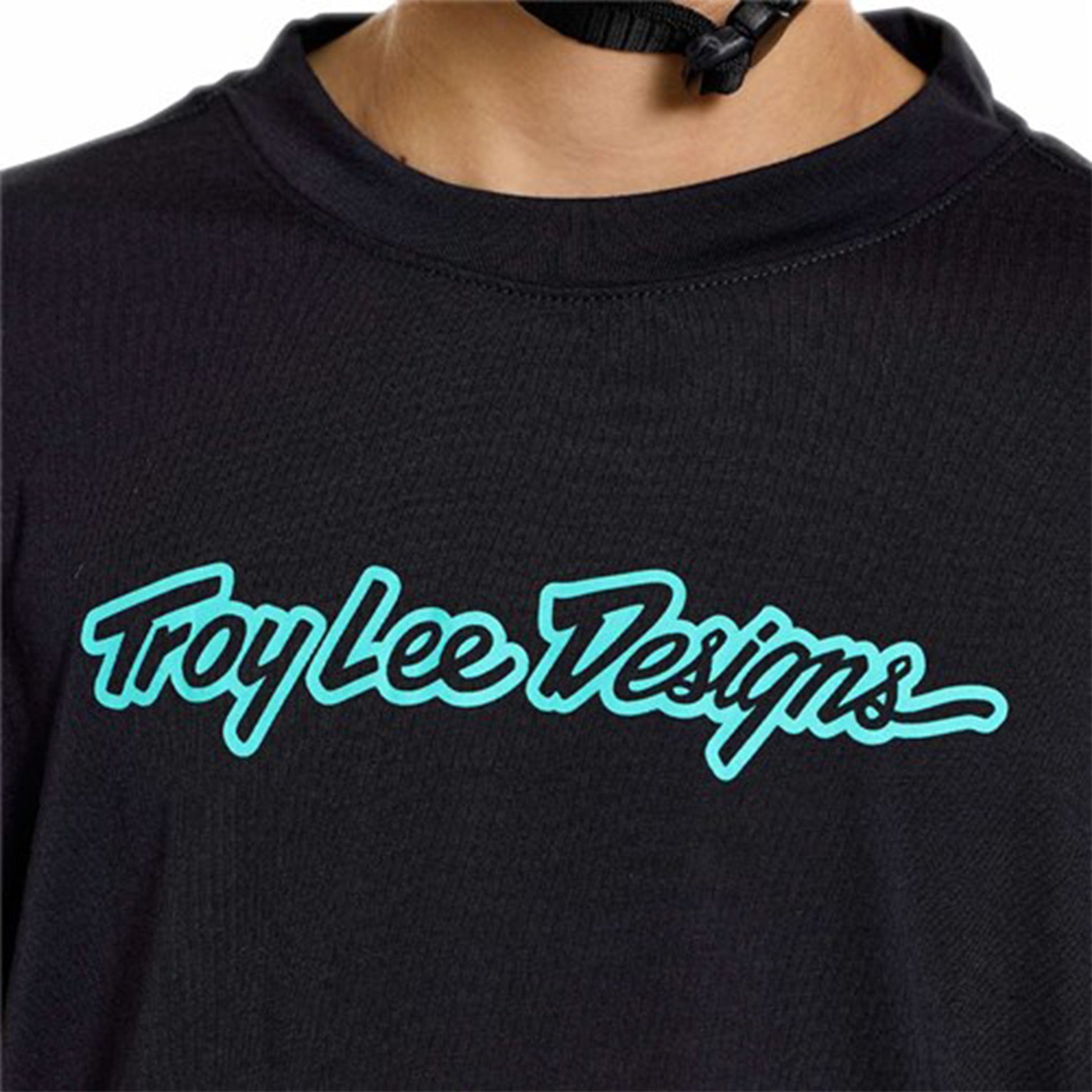 TLD Youth Skyline Ride Short Sleeve Tee - S - Signature Black / Real Teal - Image 3