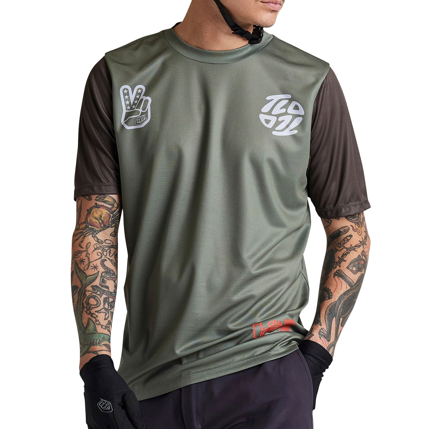 TLD Flowline Short Sleeve Jersey - L - Flipped Olive - Image 2